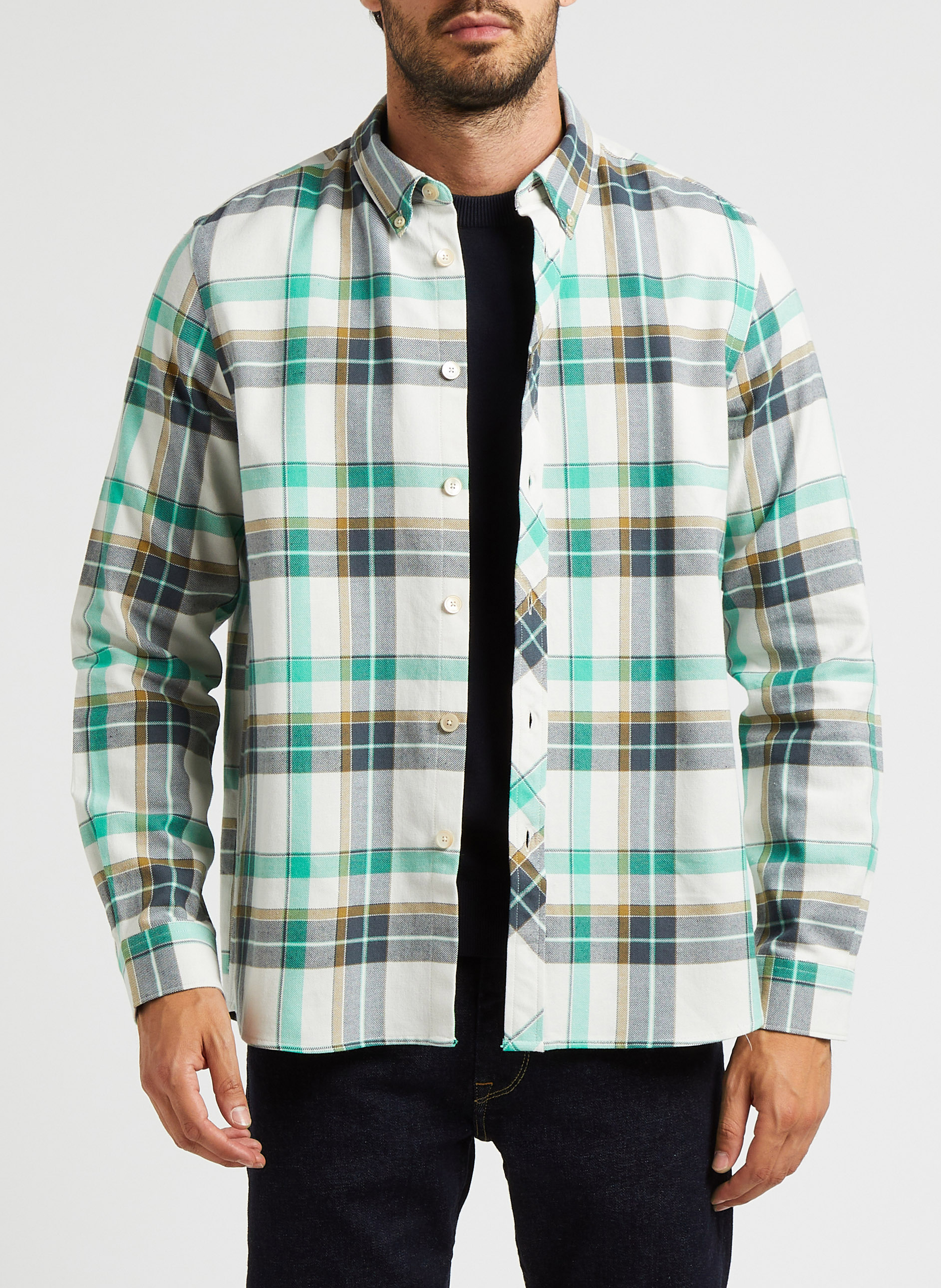 Gerade geschnittenes Hemd aus Baumwoll-Mix mit Windsorkragen PAUL SMITH Weiss