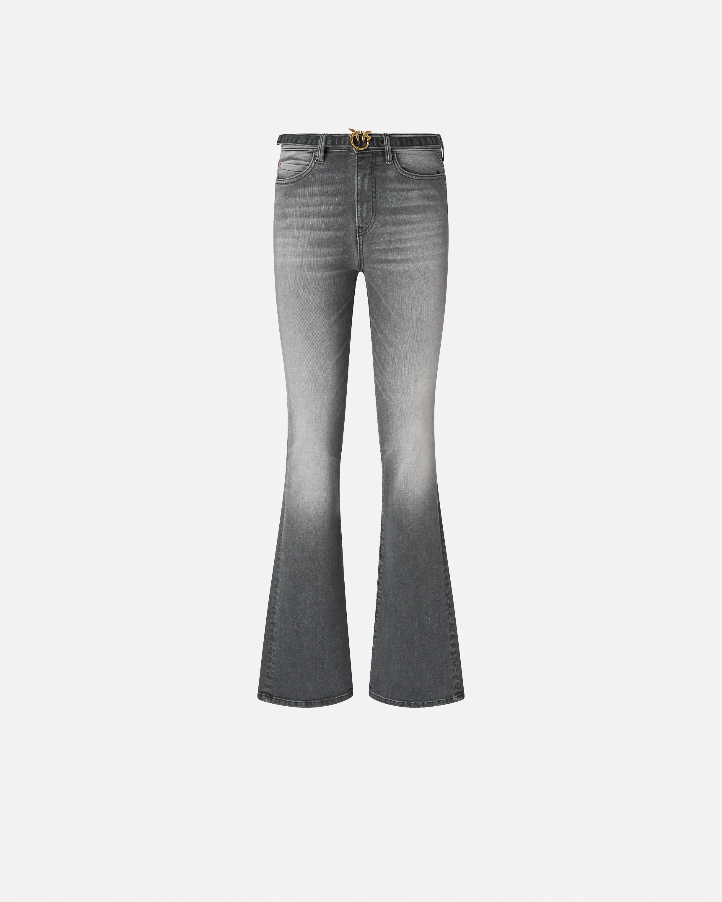 Flared gray denim jeans PINKO Grey