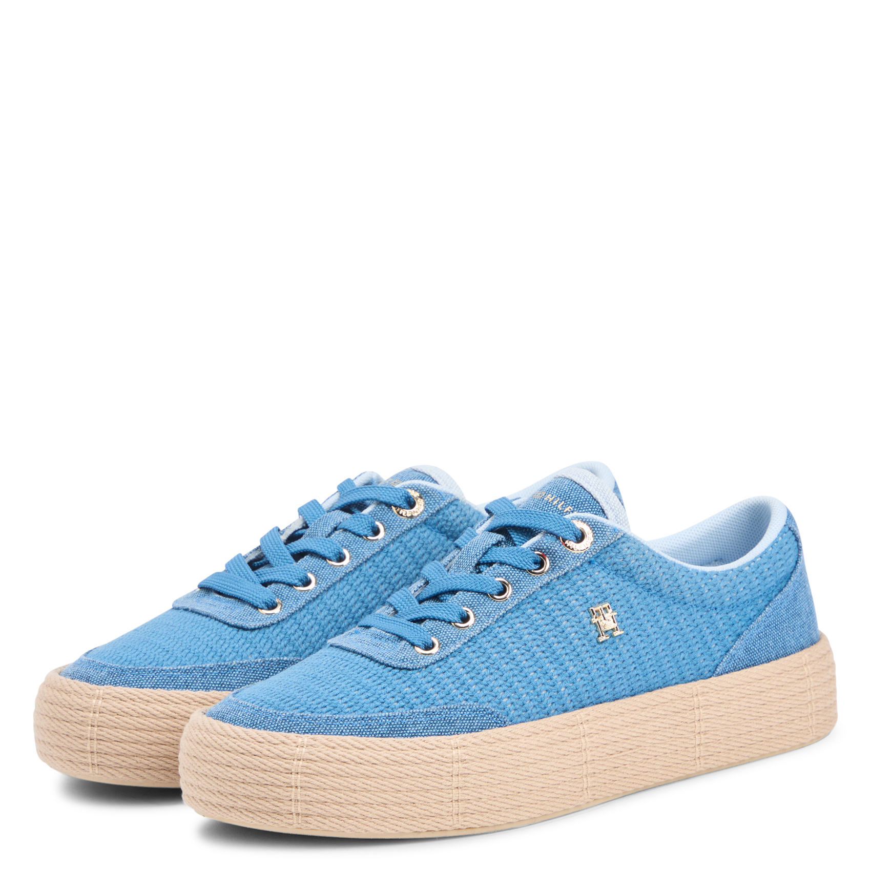 Sneakers basse in cotone unito TOMMY HILFIGER Blu