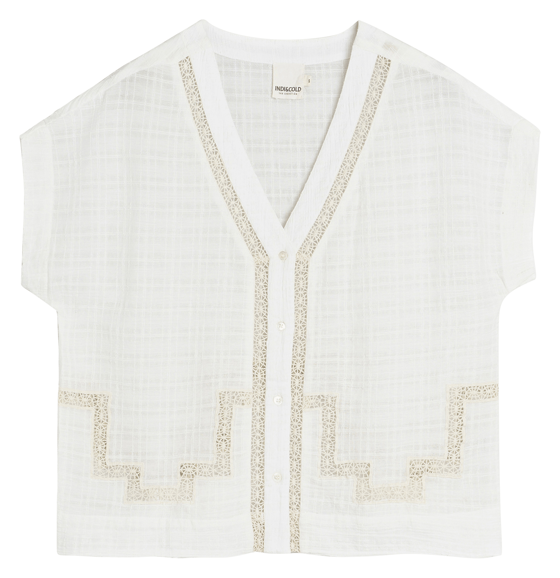 Baumwollbluse mit V-Ausschnitt INDI & COLD Beige