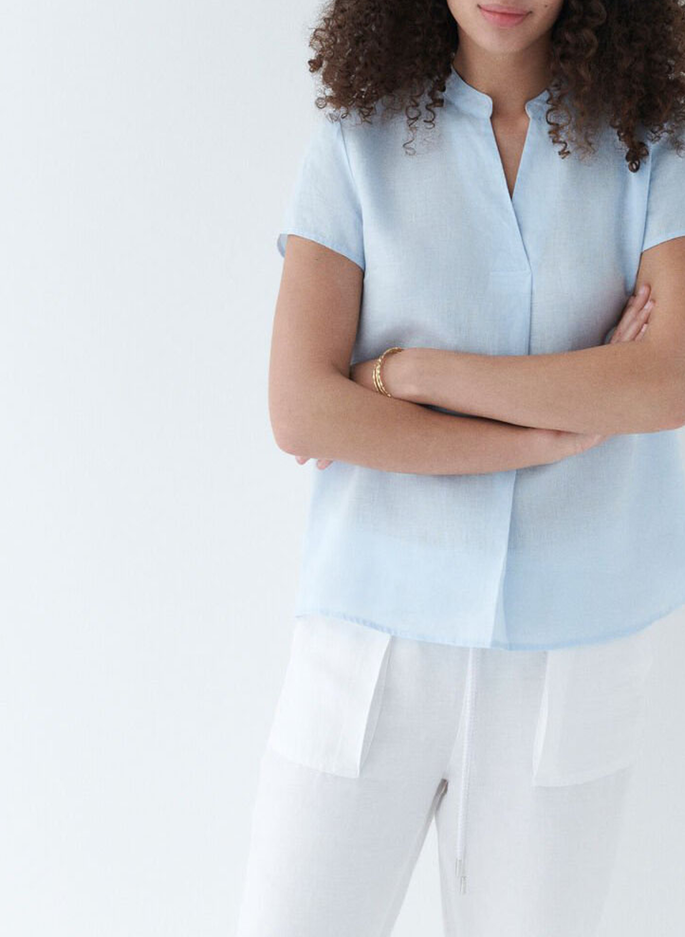 Top col v en lin CAROLL Bleu
