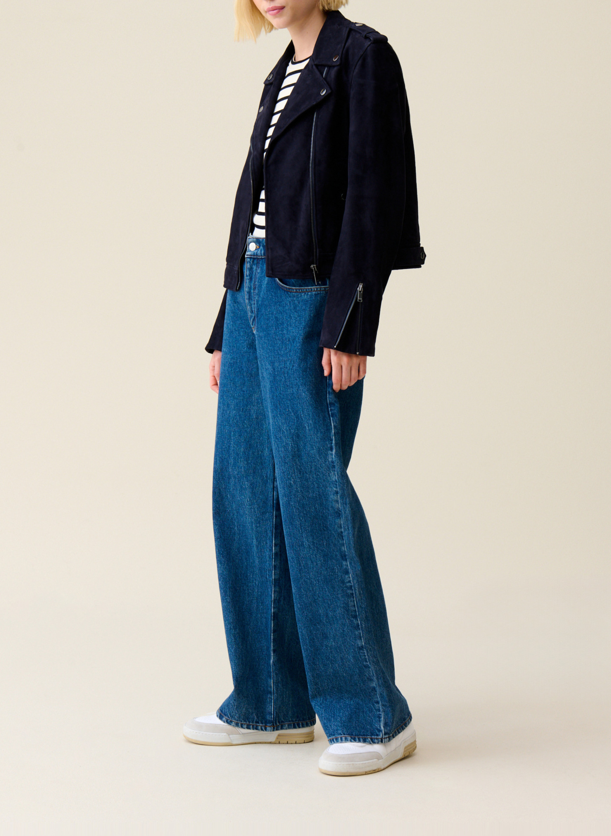 Kurze Velourslederjacke CLAUDIE PIERLOT Blau