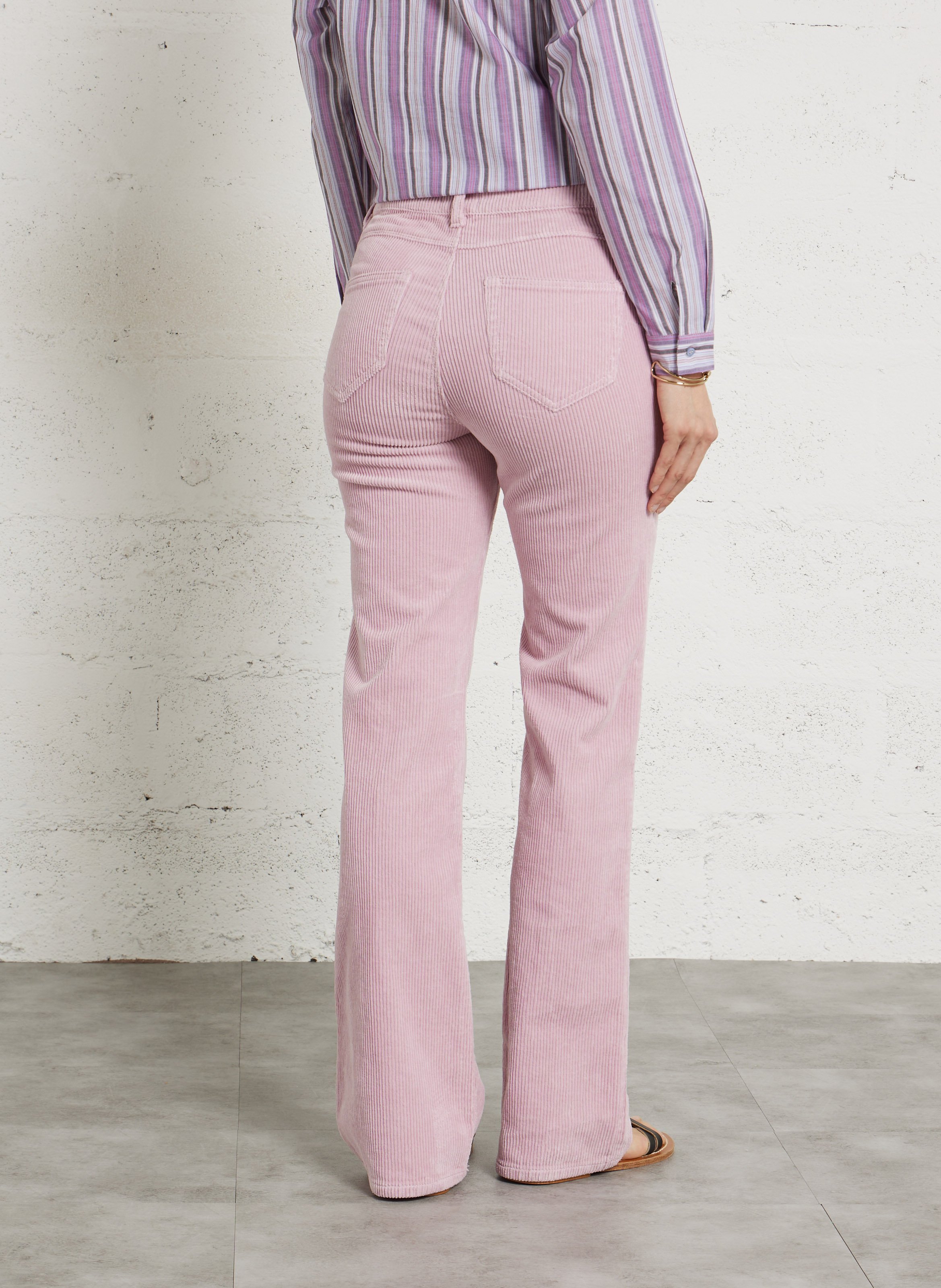 Pantalon flare en velours côtelé MAISON 123 Rose