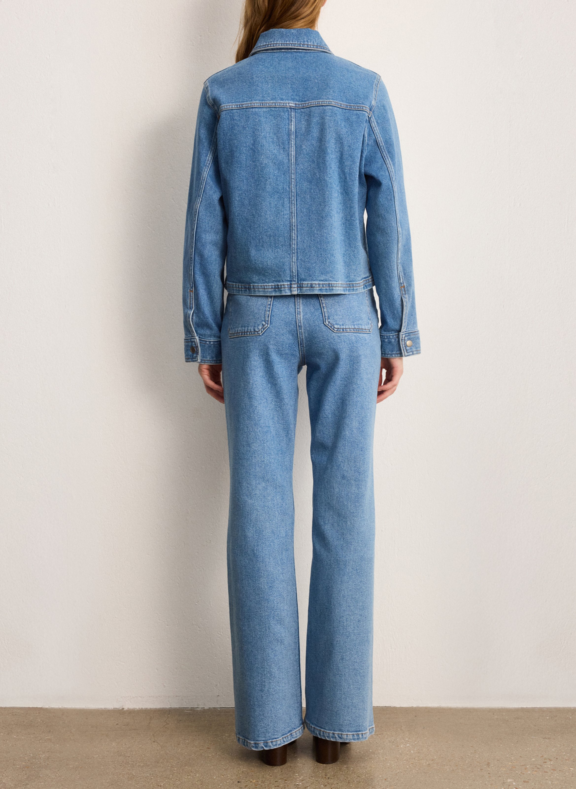 Straight cotton-blend jacket with classic collar PABLO Blue