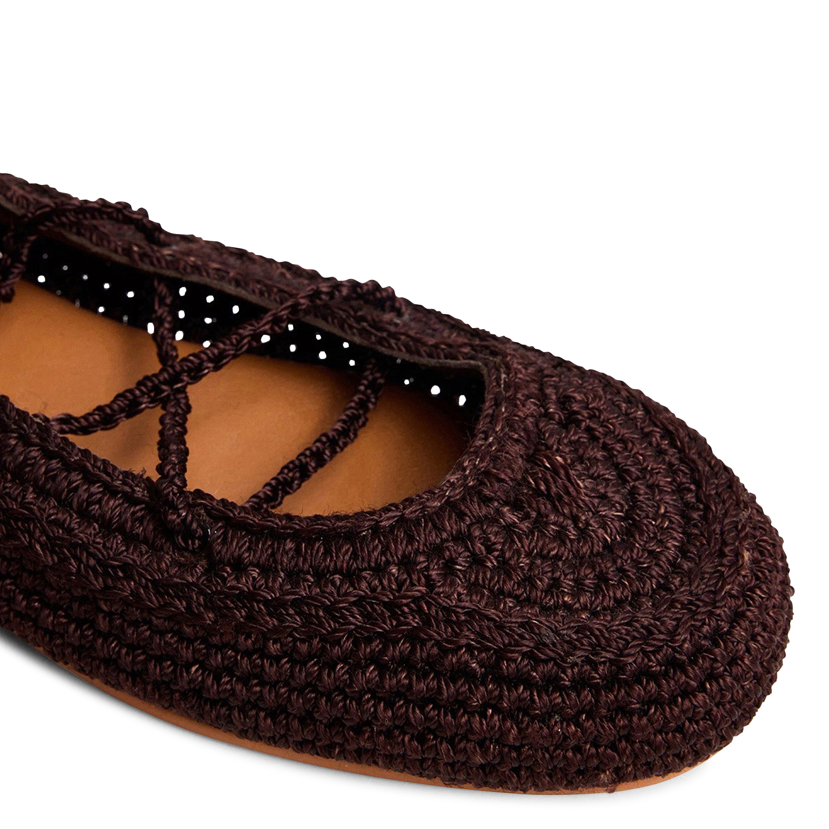 Flat raffia ballerina shoes JONAK Brown