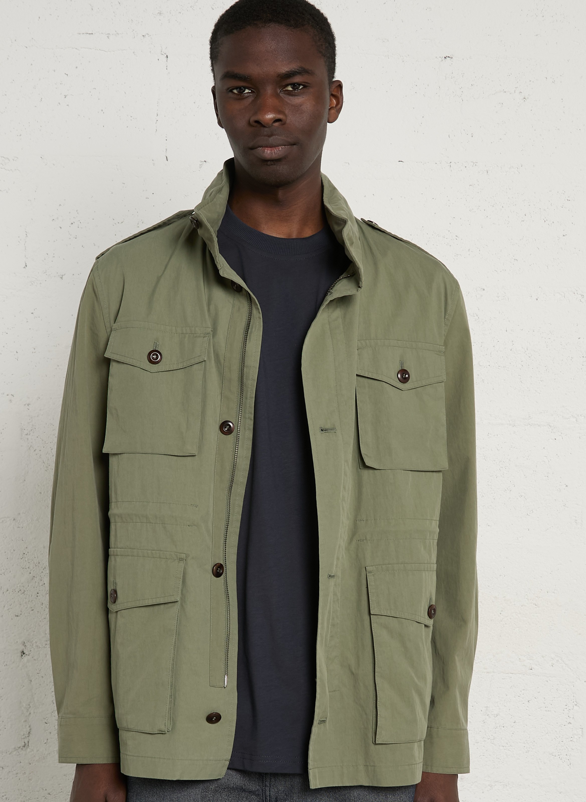 Veste droite col montant en coton mélangé GANT Vert