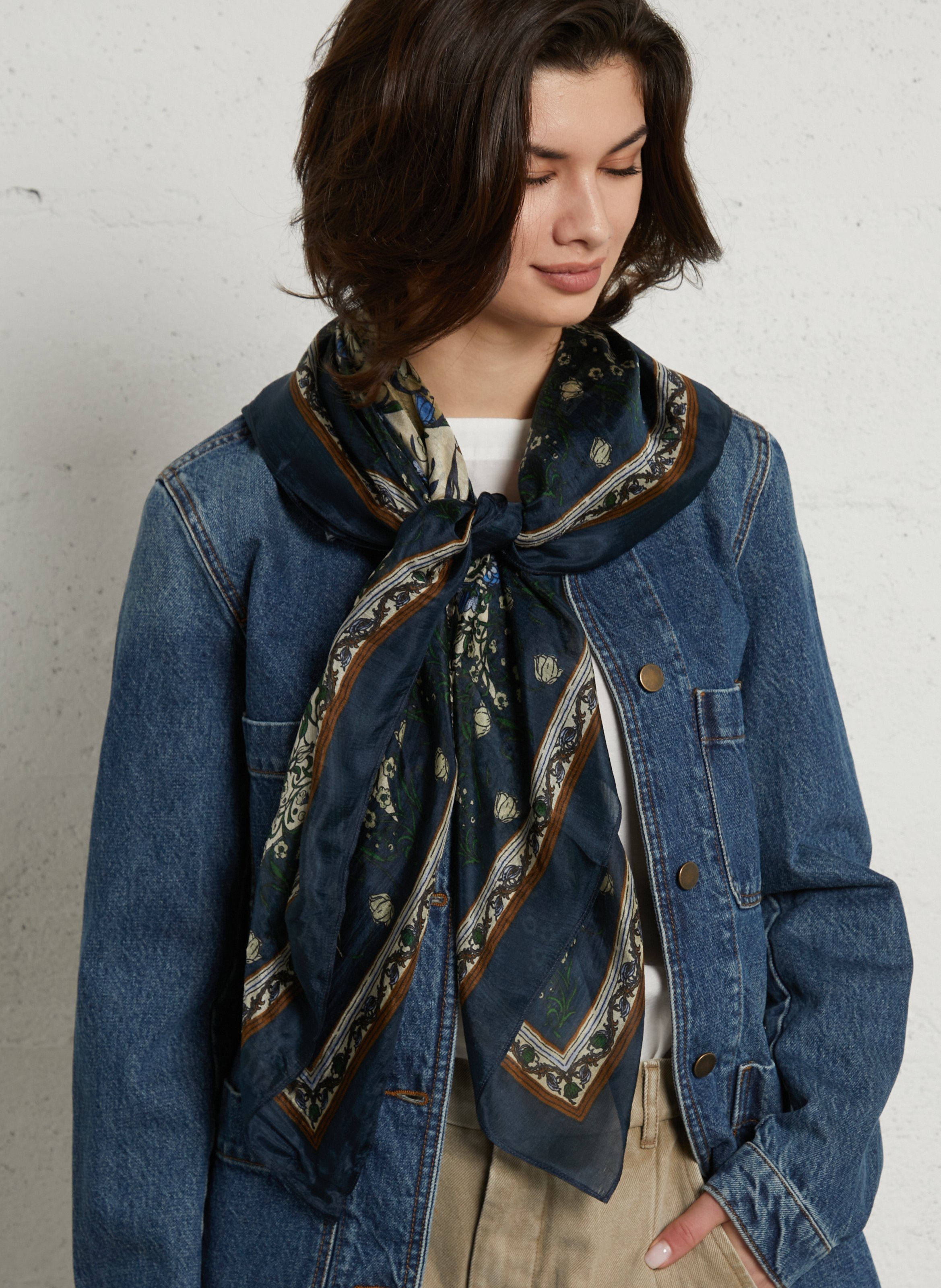 Aclaudie screen-printed silk scarf BECKSONDERGAARD