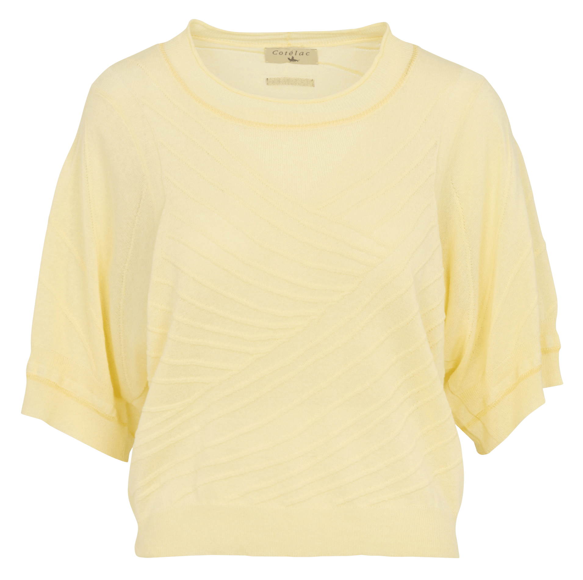 Rundhalsausschnitt-Pullover mit 3/4-Ärmeln uni COTELAC Gelb