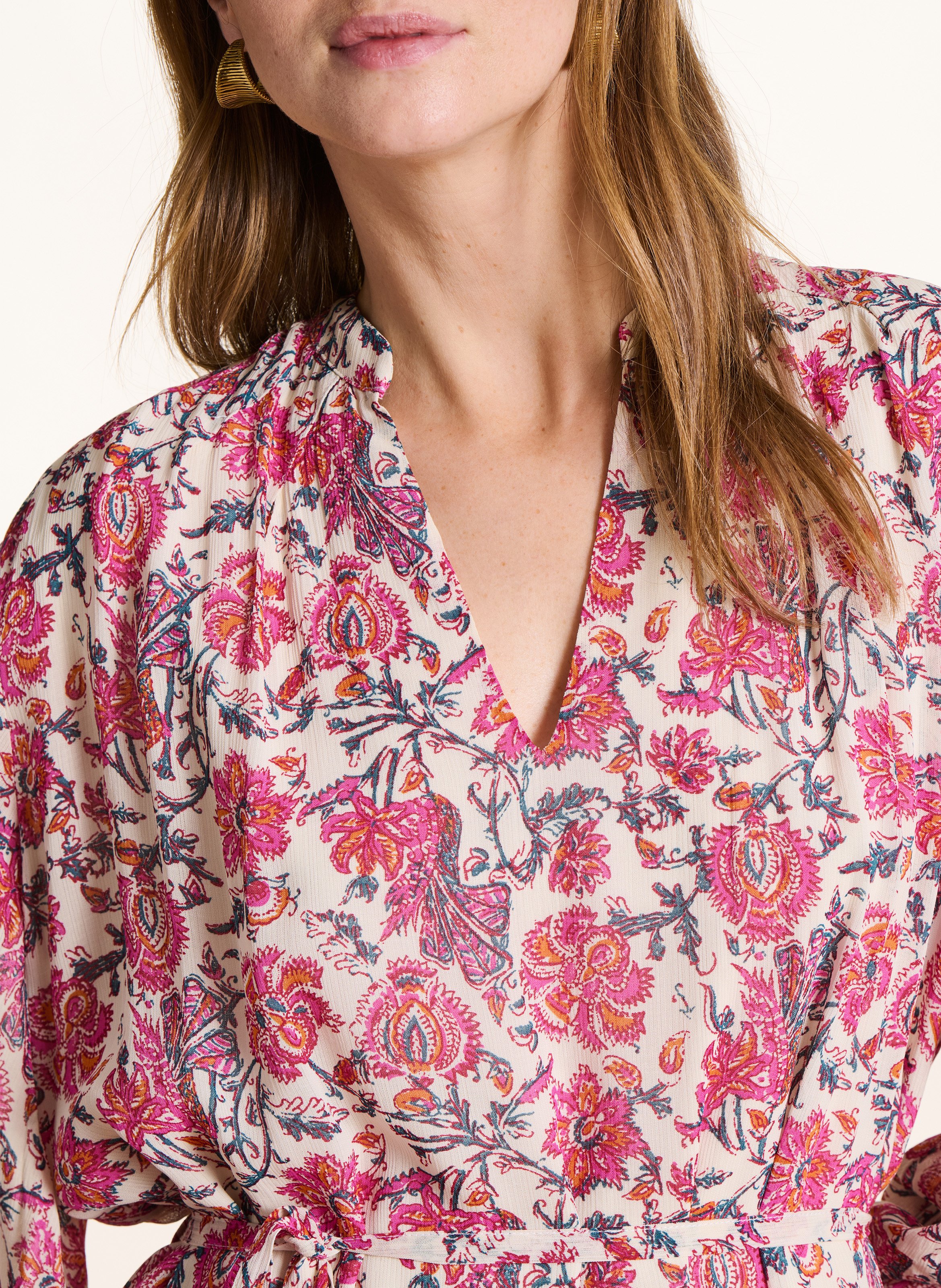 Lange jurk met bloemenprint LA FEE MARABOUTEE Roze