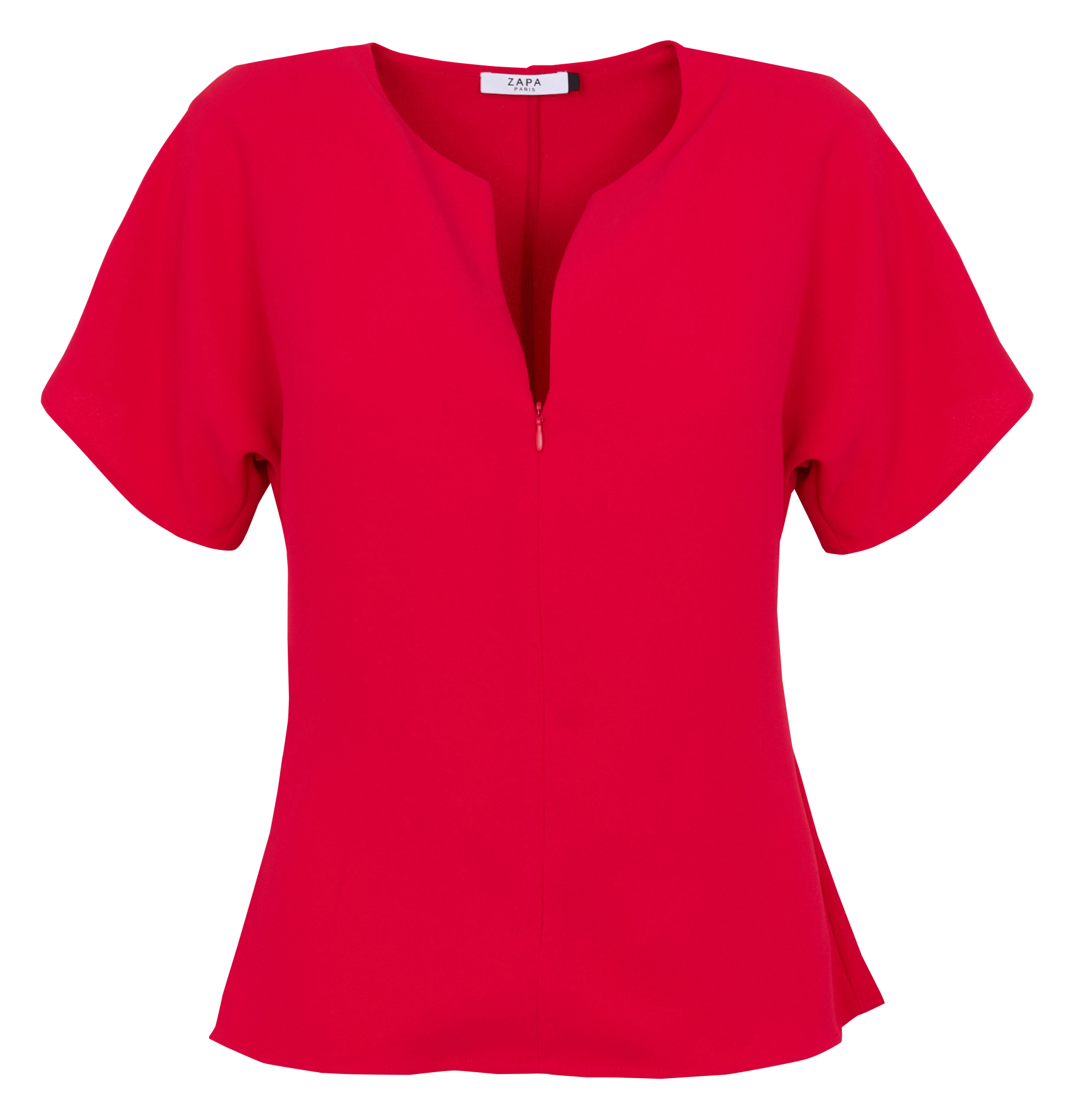 Top ajusté col tunisien ZAPA Rouge