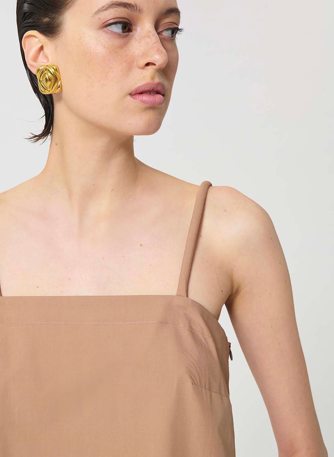 Top court ample en coton TARA JARMON Marron