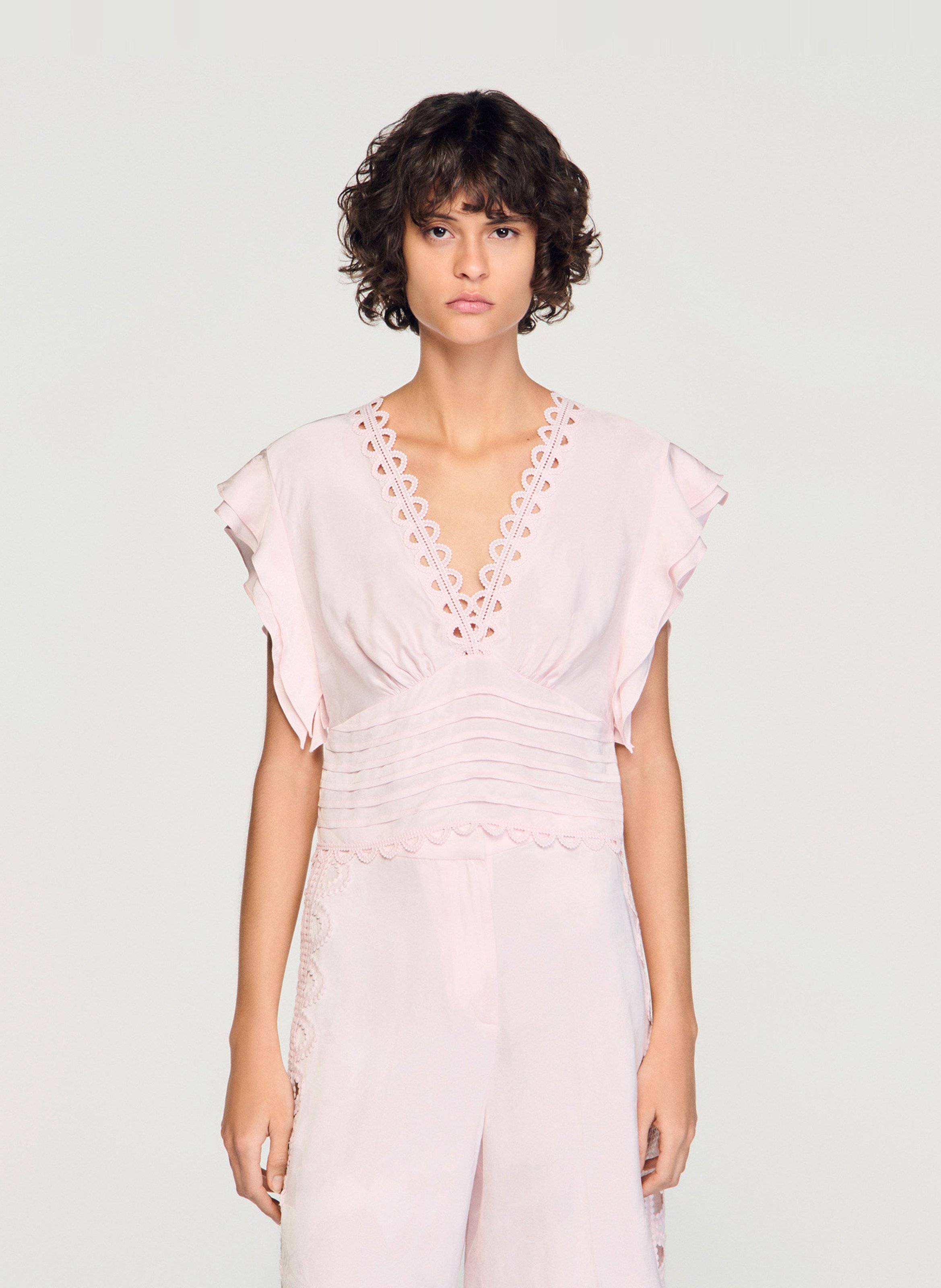 Sleeveless top with embroidery SANDRO Pink