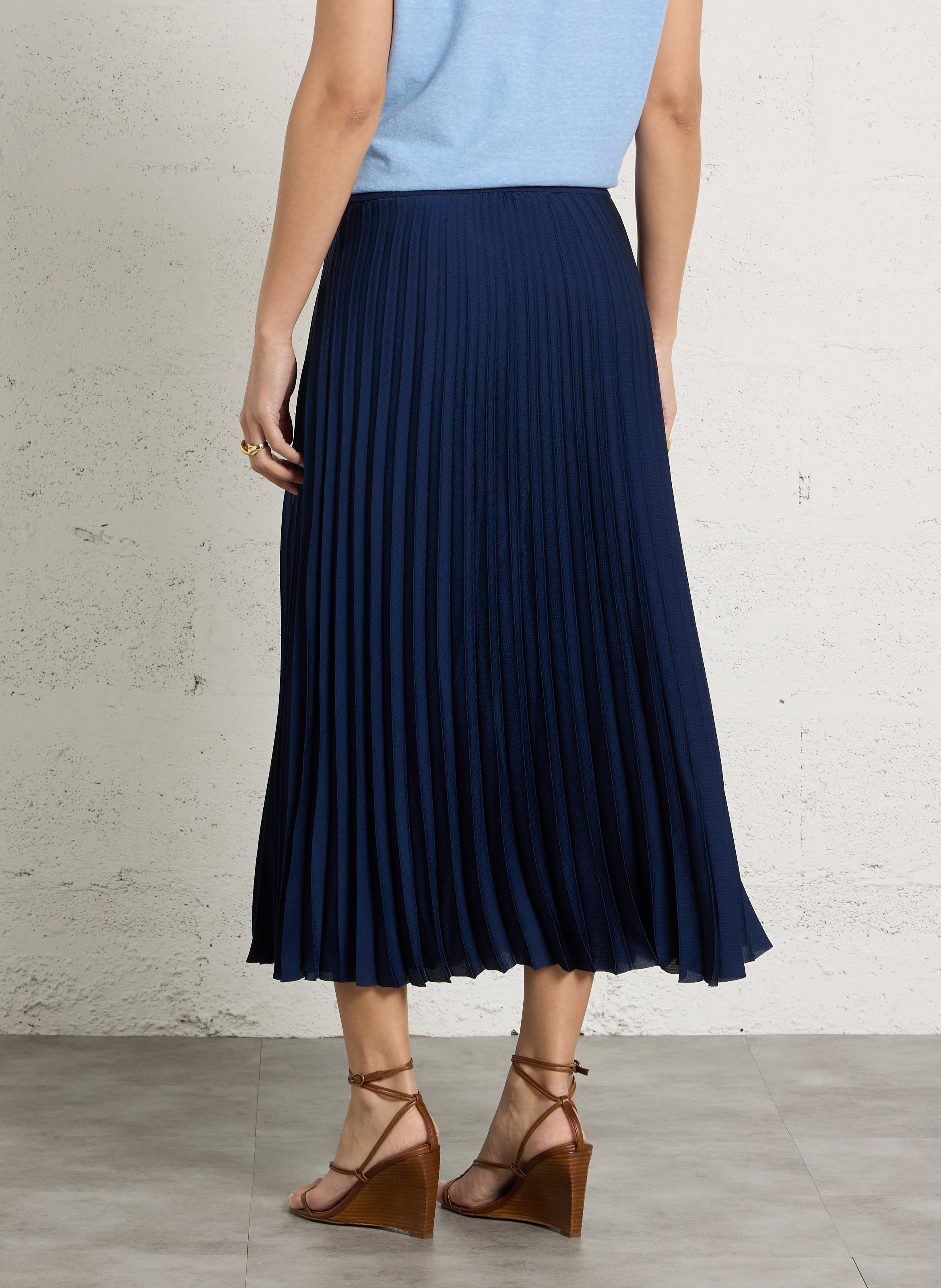 Jupe midi plissée MAISON 123 Bleu