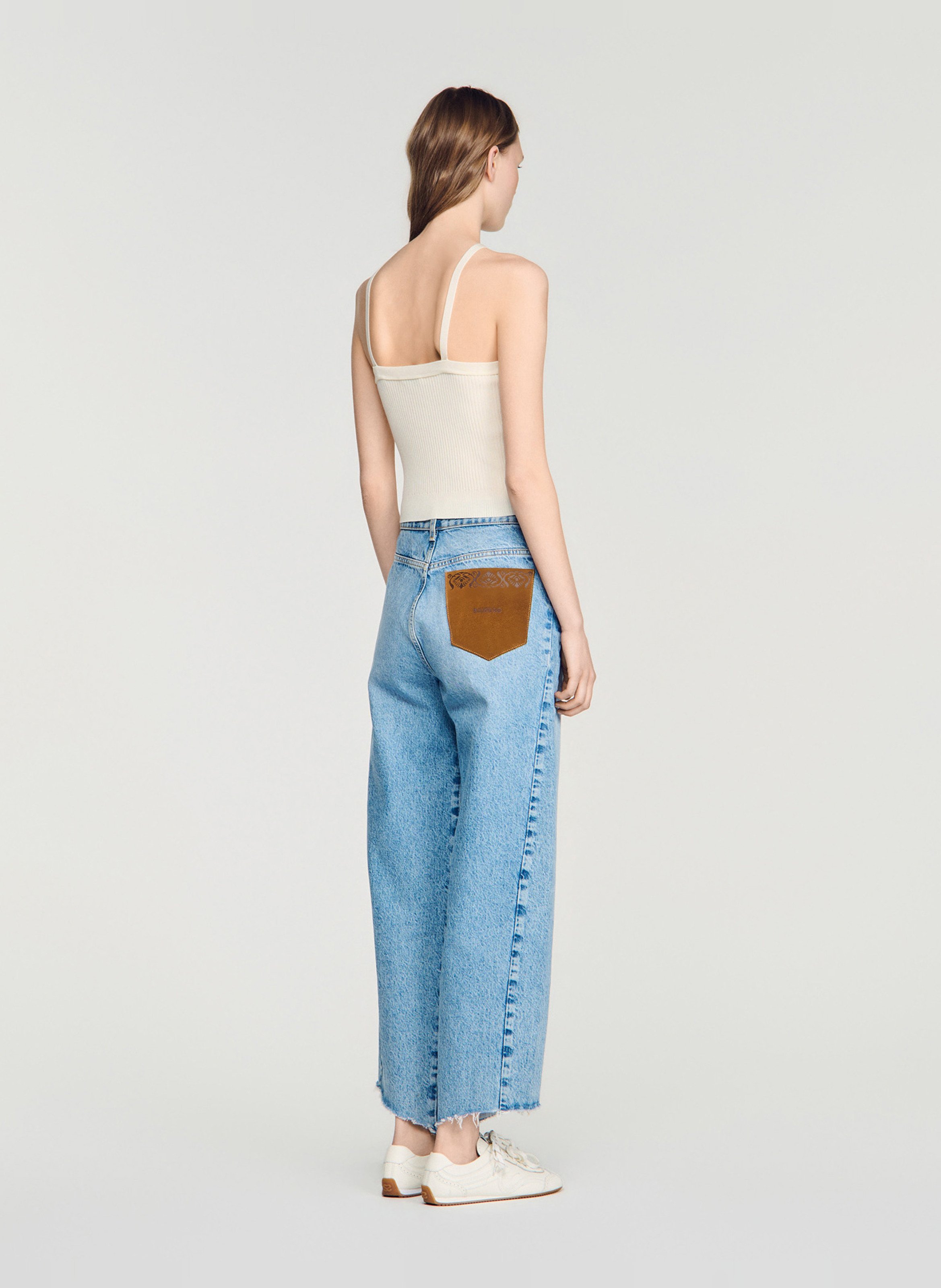 Ribgebreide effen cami-top SANDRO Beige