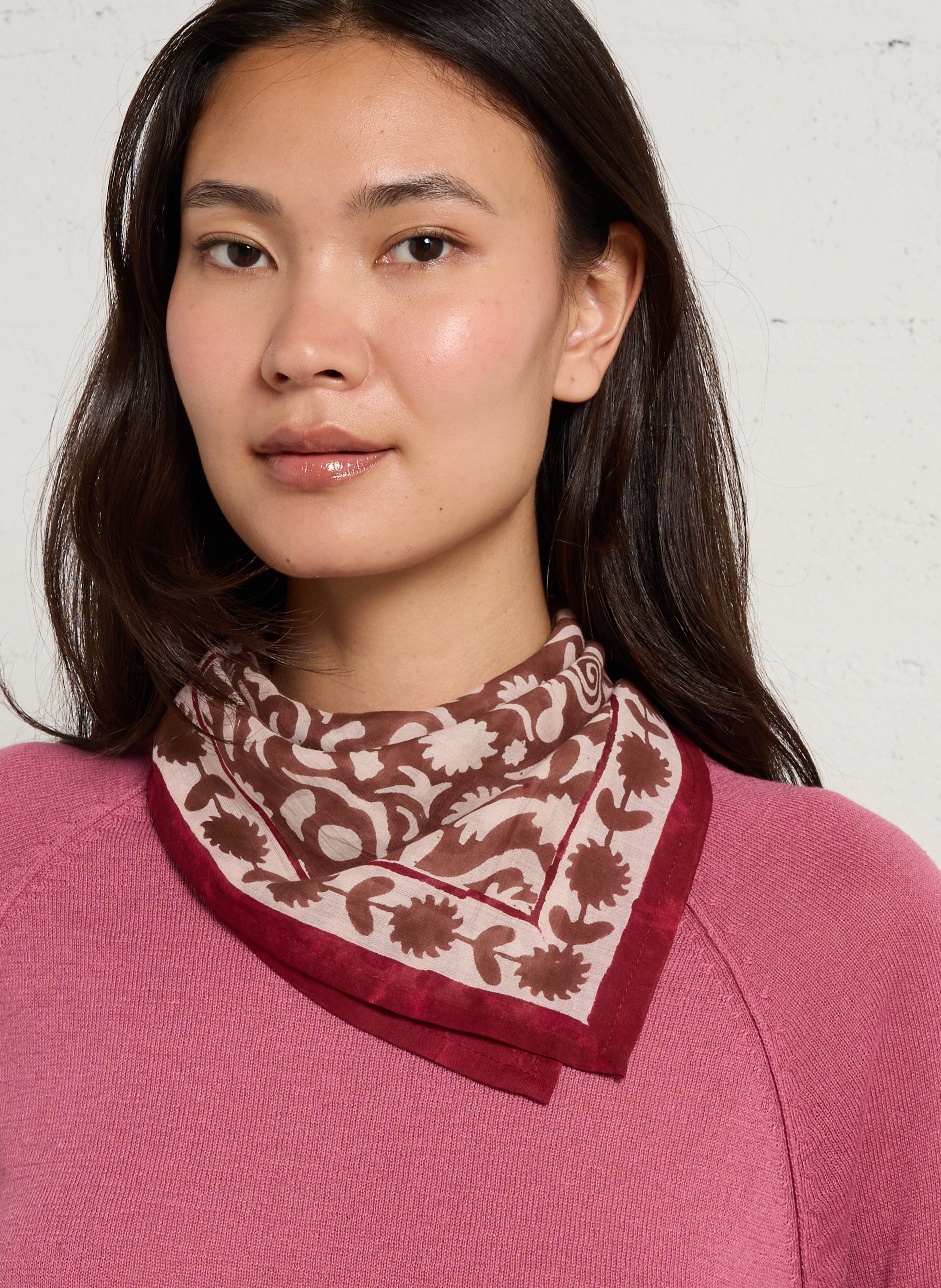 Foulard en coton imprimé APACHES COLLECTIONS Marron