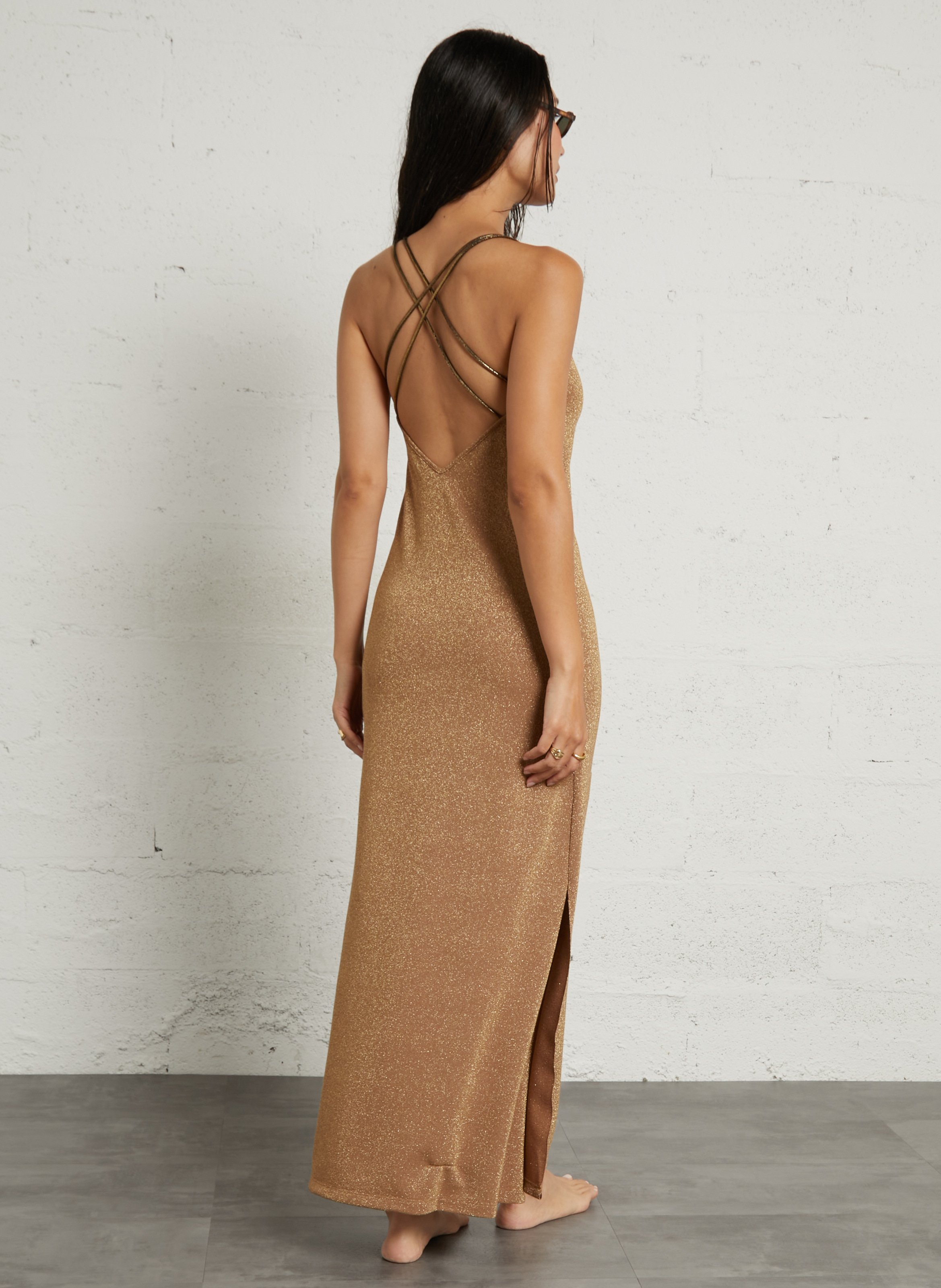 Robe longue pailletée BELIZA Doré