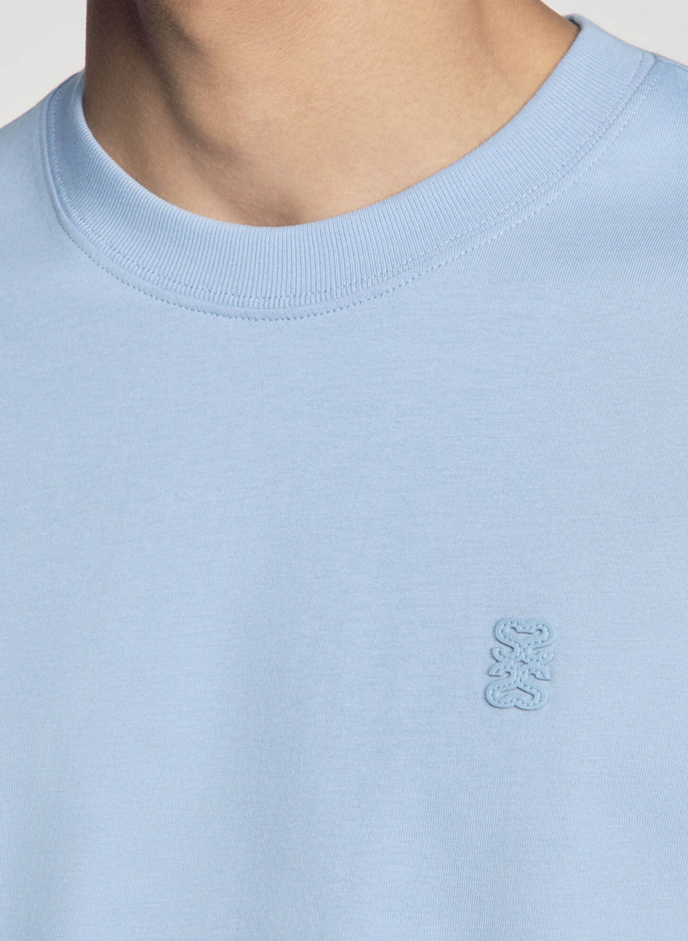 Tee-shirt droit col rond en coton SANDRO Bleu