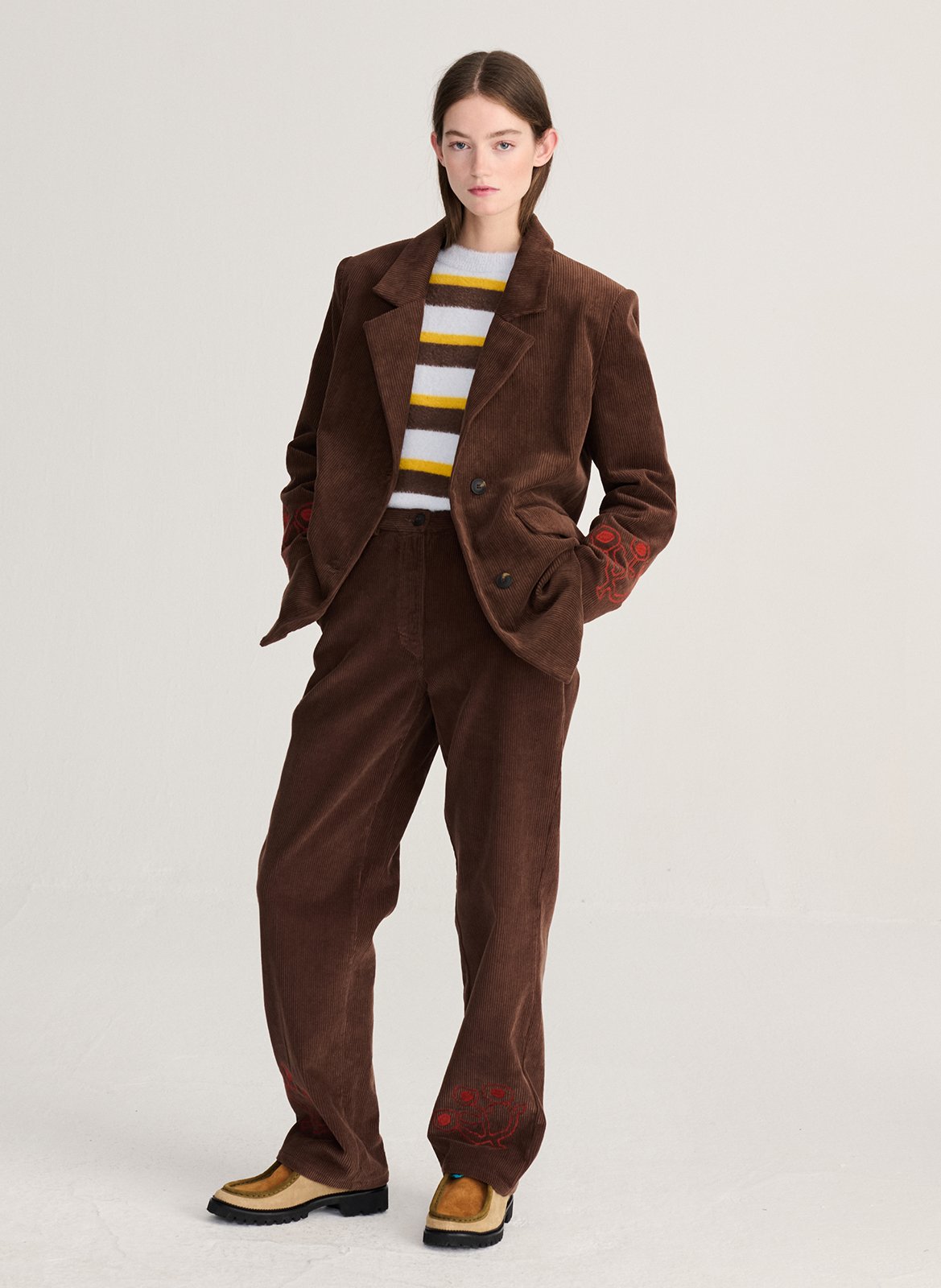 Veste blazer côtelée en coton bio BOBO CHOSES Braun