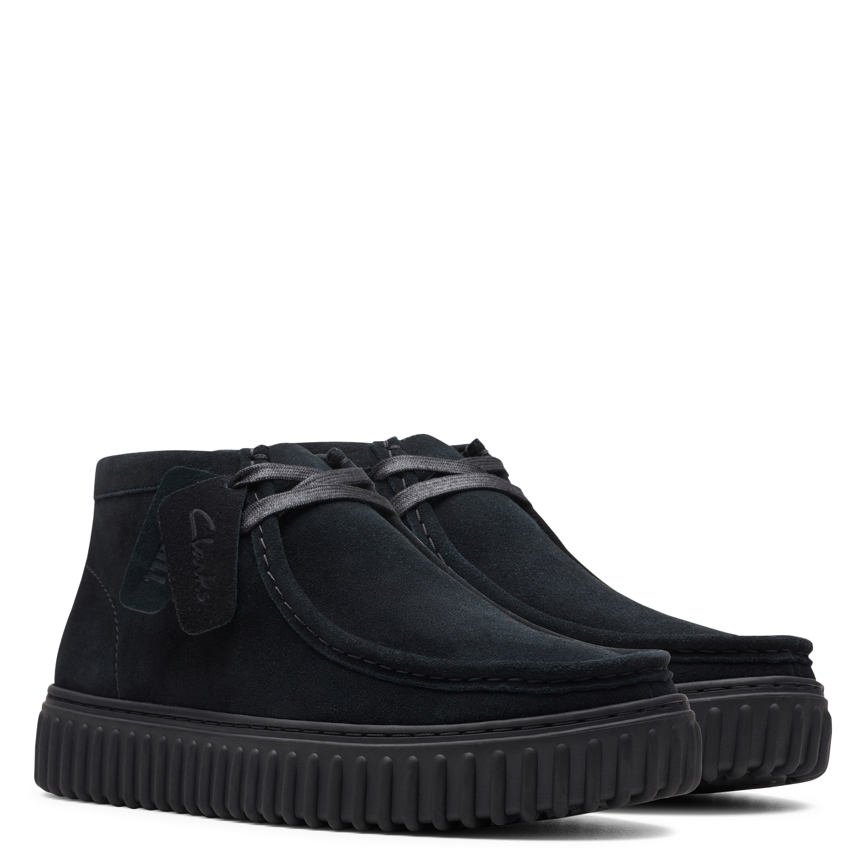 Bottines à lacets en cuir velours CLARKS Noir