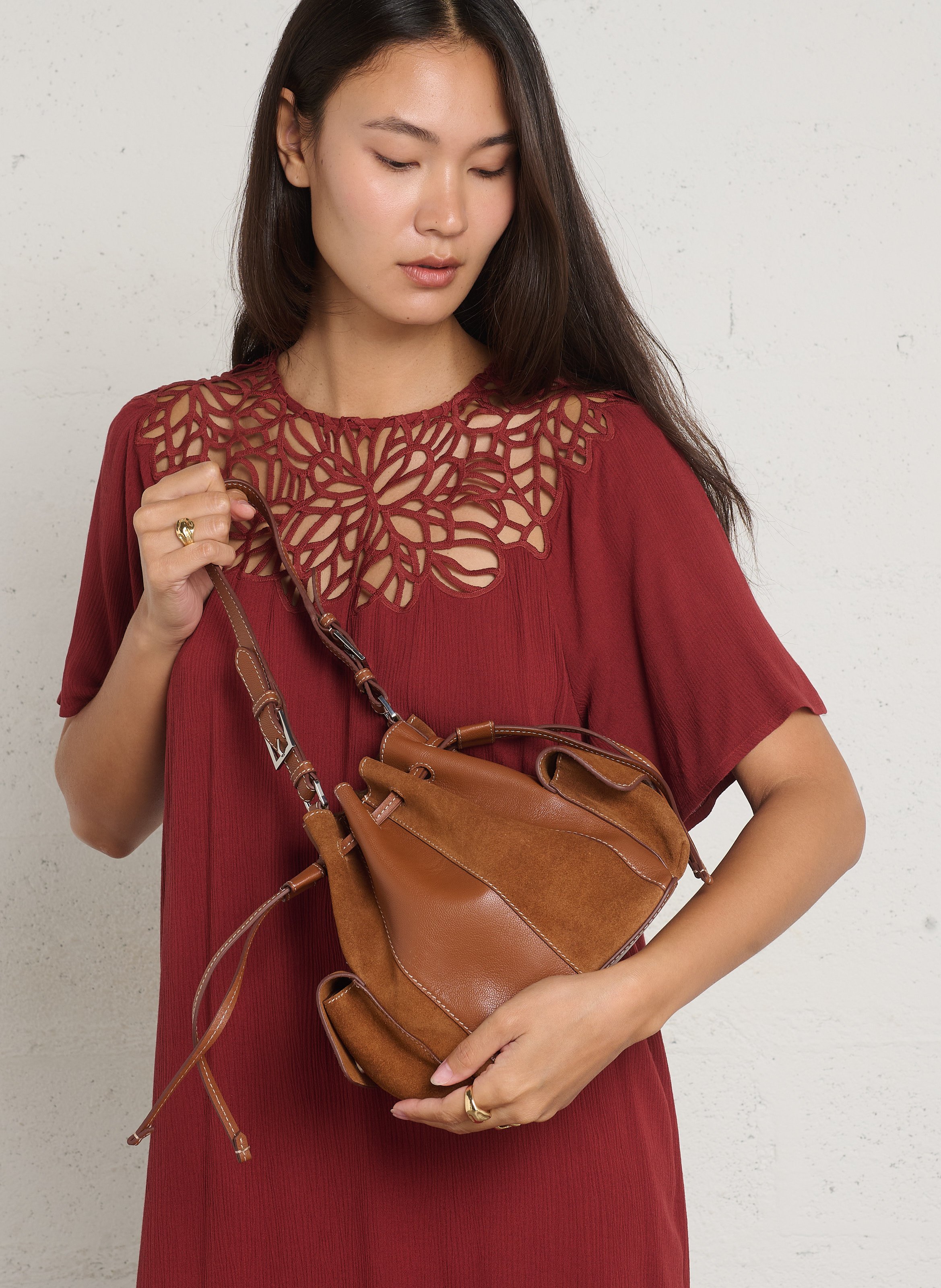 Sac porté épaule en cuir BECKSONDERGAARD Marron