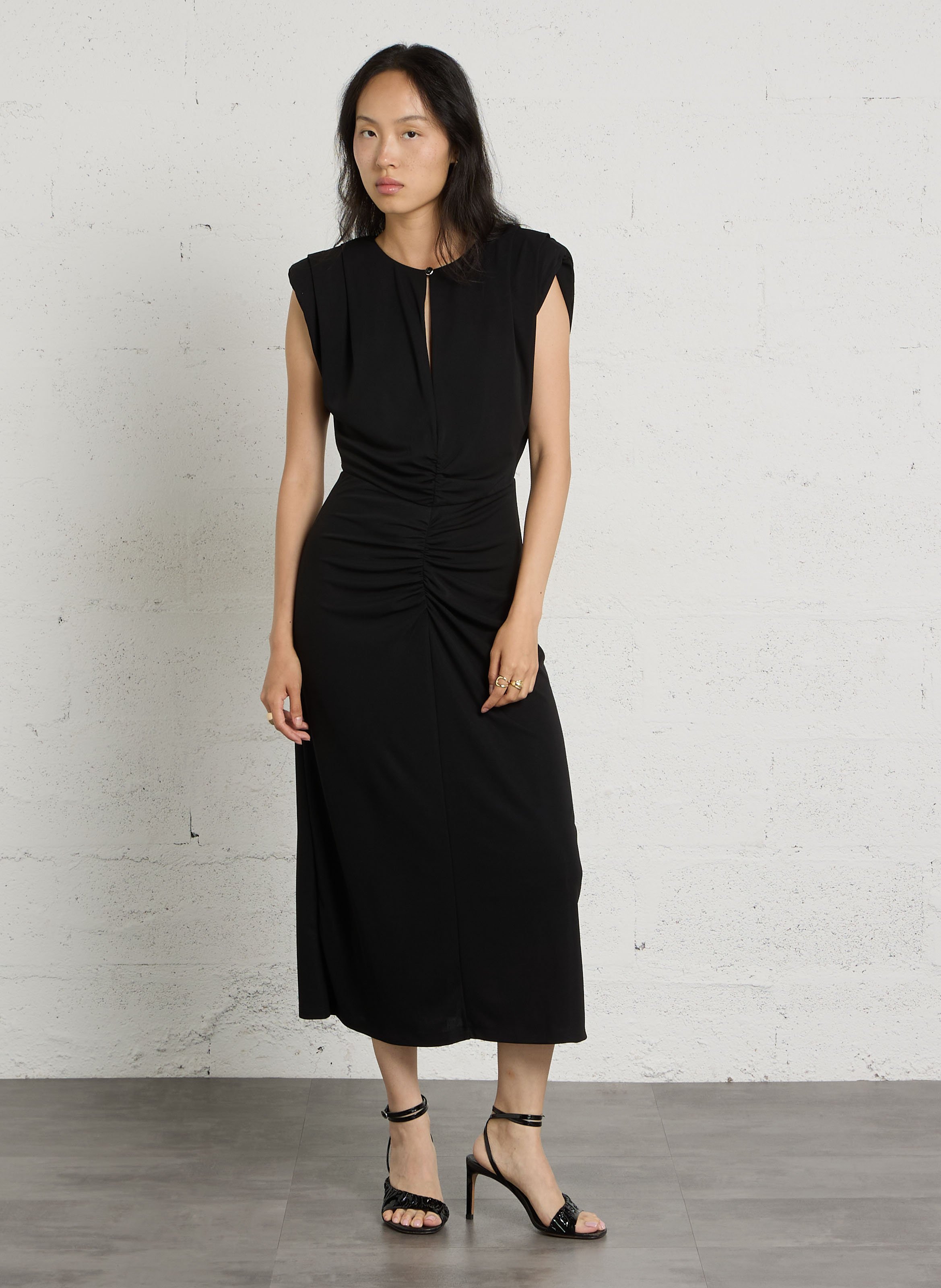 Robe sans manches drapé IMPERIAL Noir