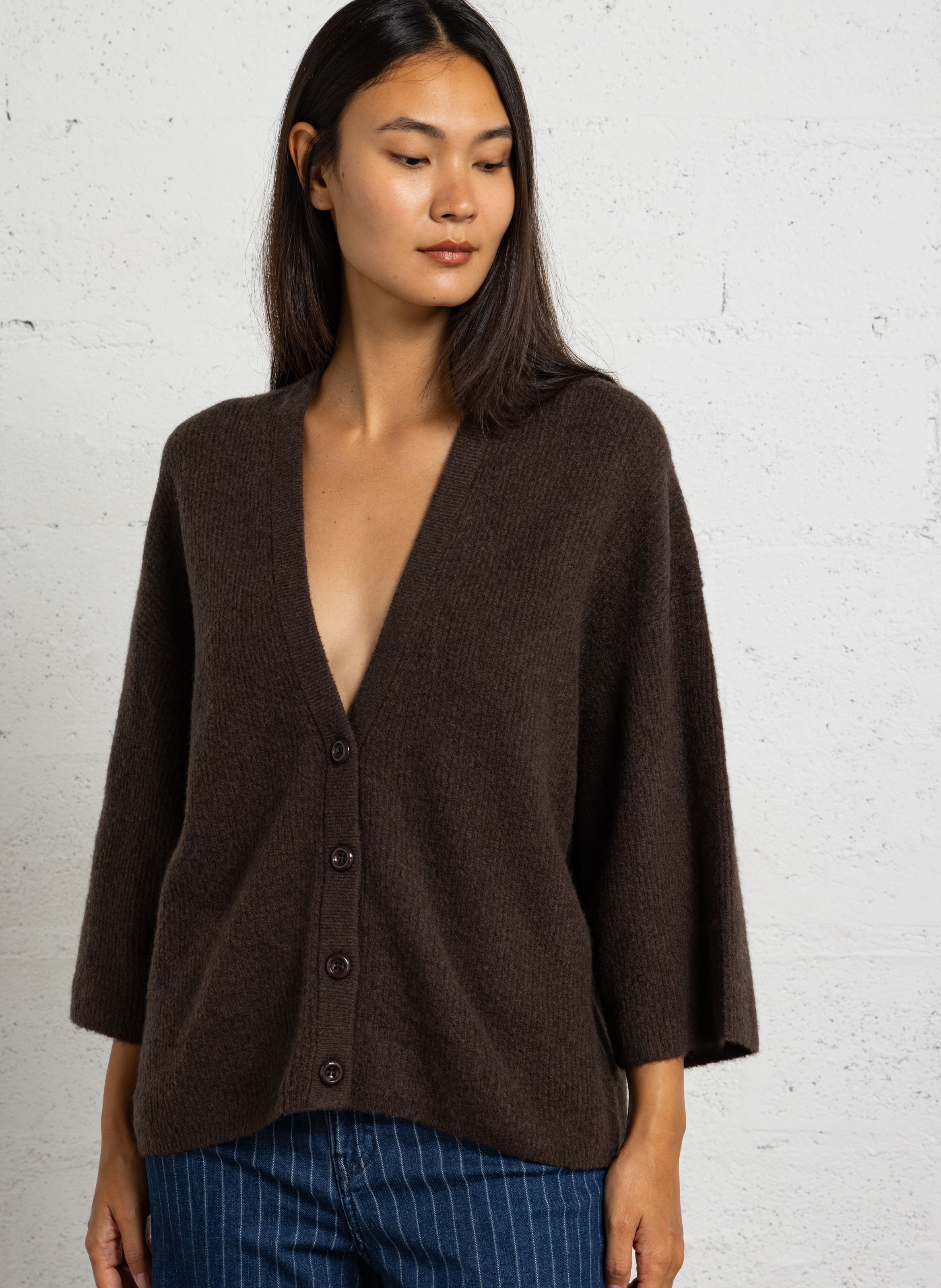 Oversize Rundhalsausschnitt-Strickweste AMERICAN VINTAGE