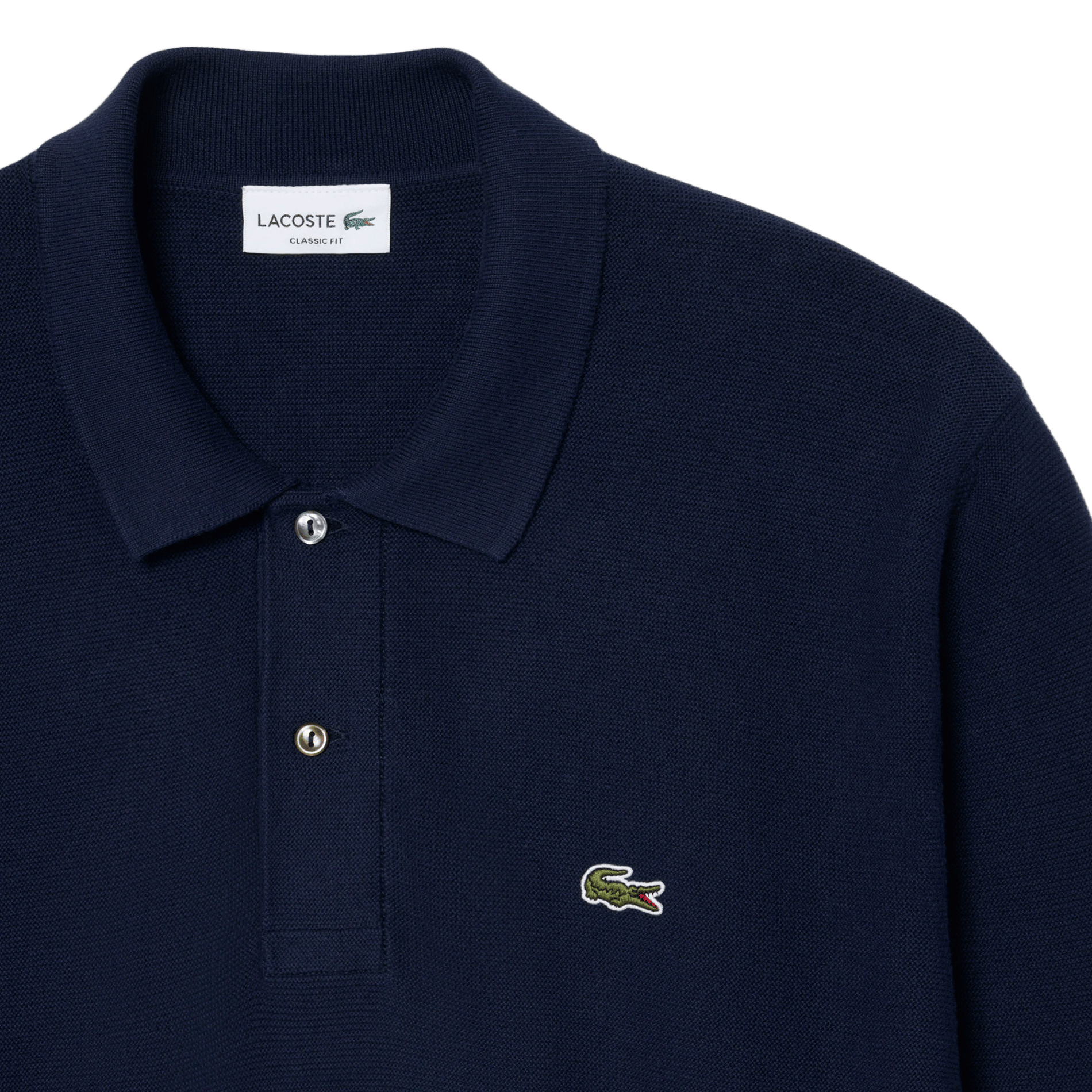 Straight fit long-sleeved cotton polo LACOSTE Blue