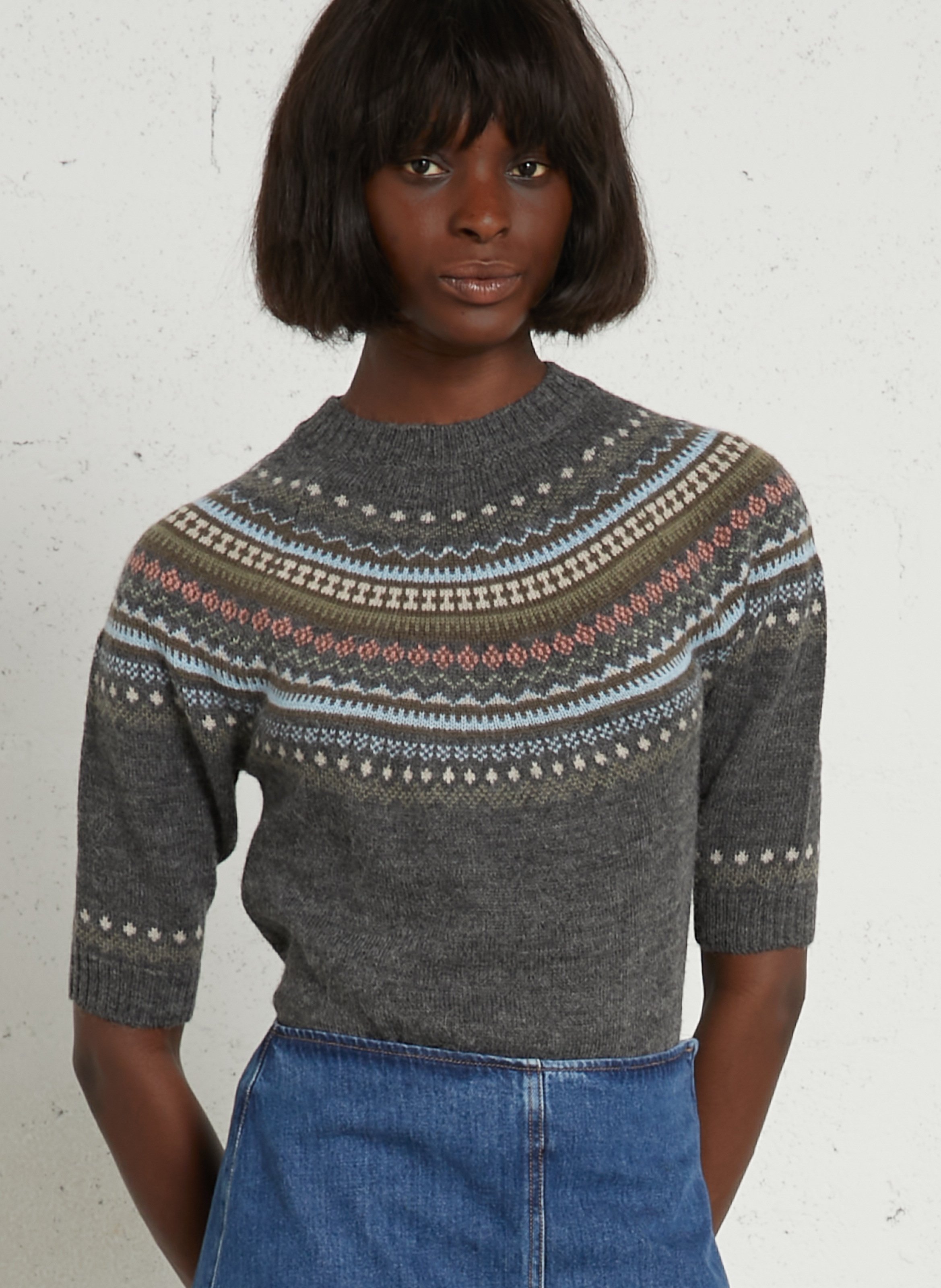 Round-neck wool-blend sweater MAX MARA WEEK END Silver