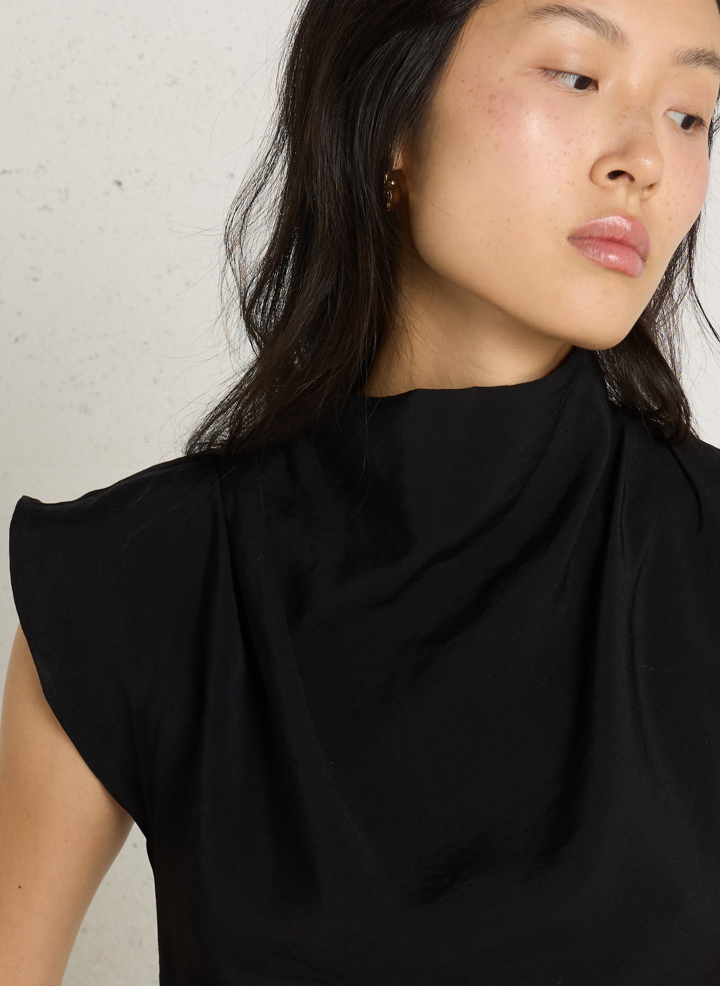 Fitted cowl-neck top IKKS Black