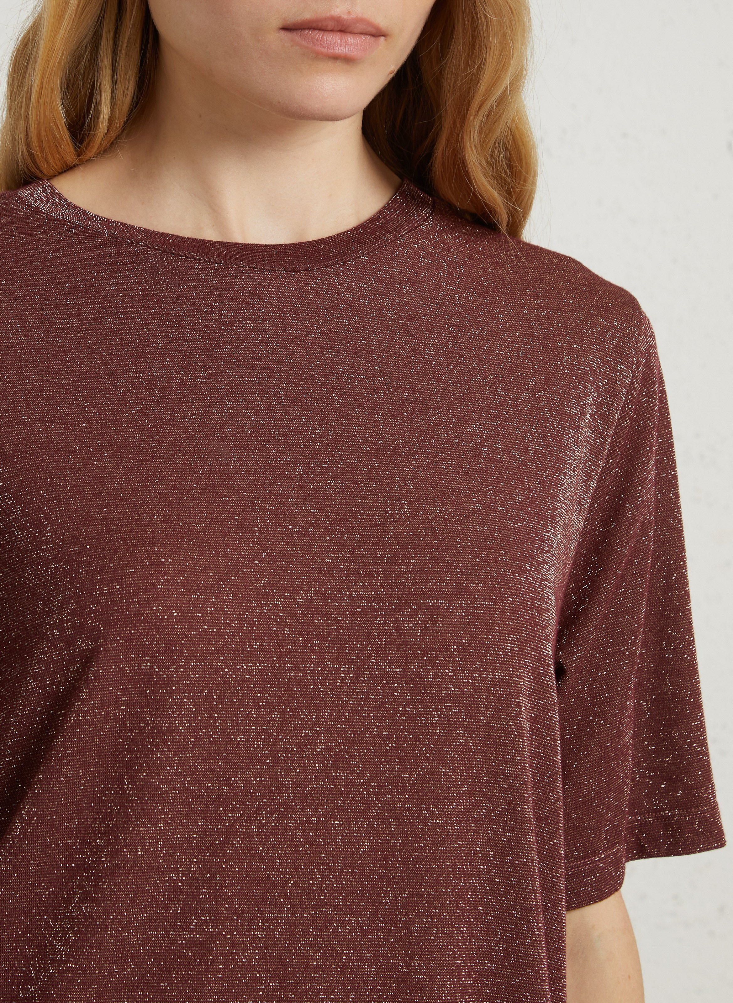 Sequined straight fluid t-shirt MOMONI Brown