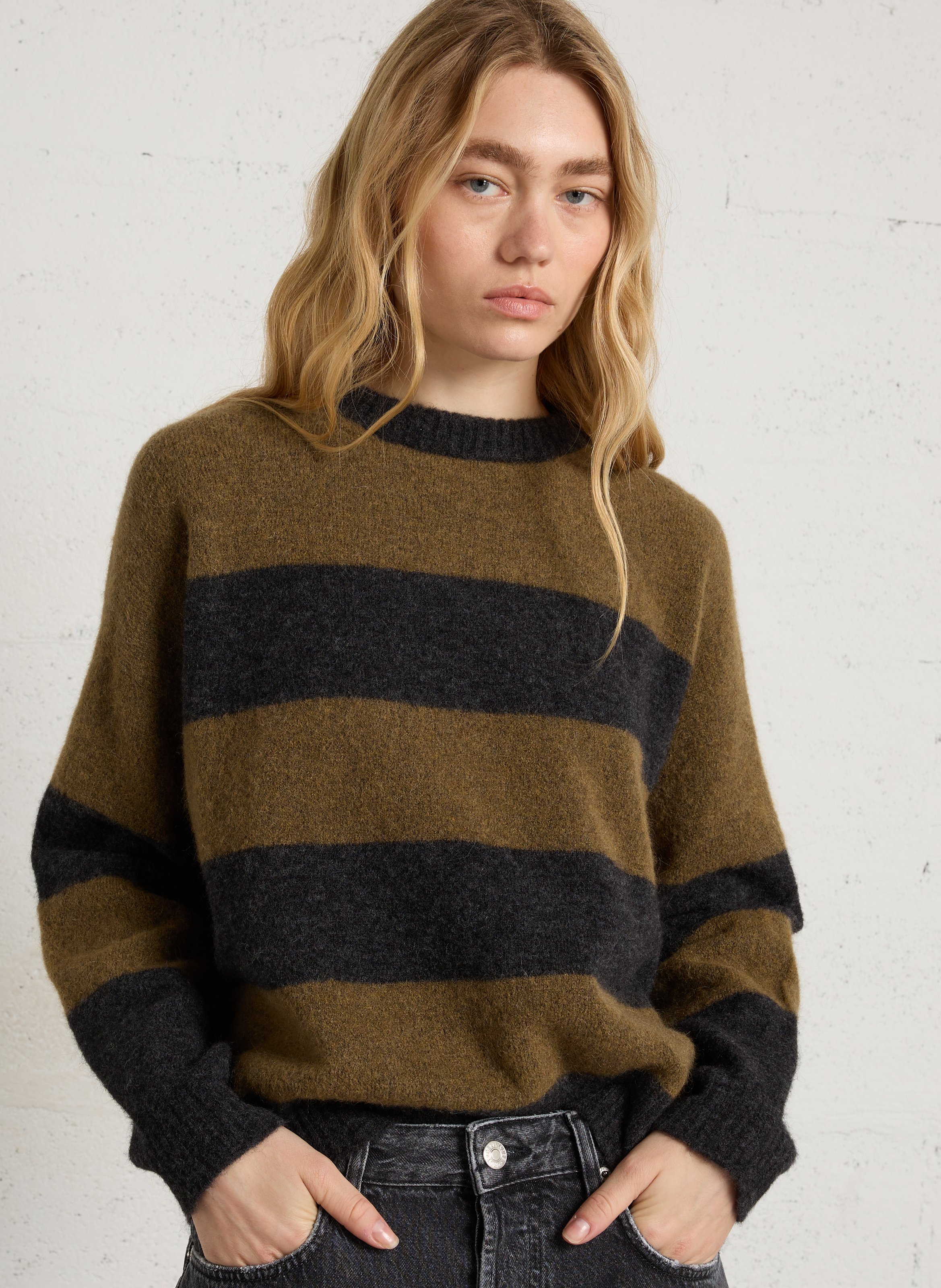 Pull ample col rond en laine mélangée MAX MARA WEEK END Kaki
