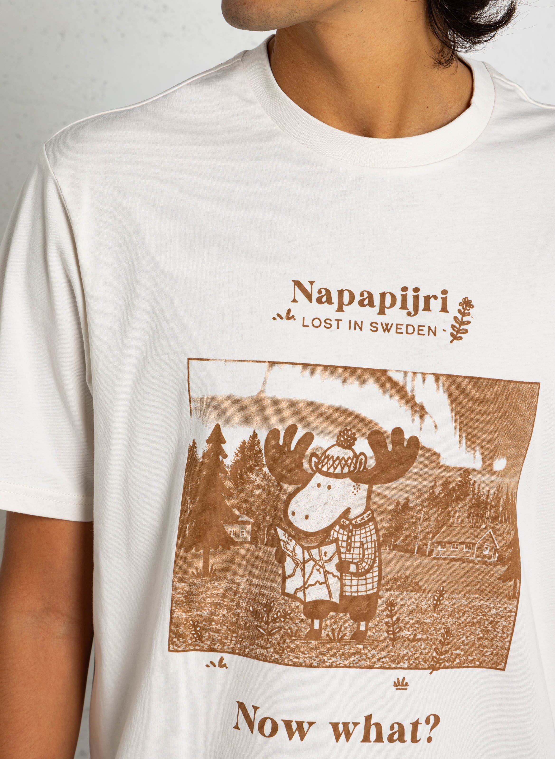 Recht, katoenen T-shirt met print NAPAPIJRI Wit