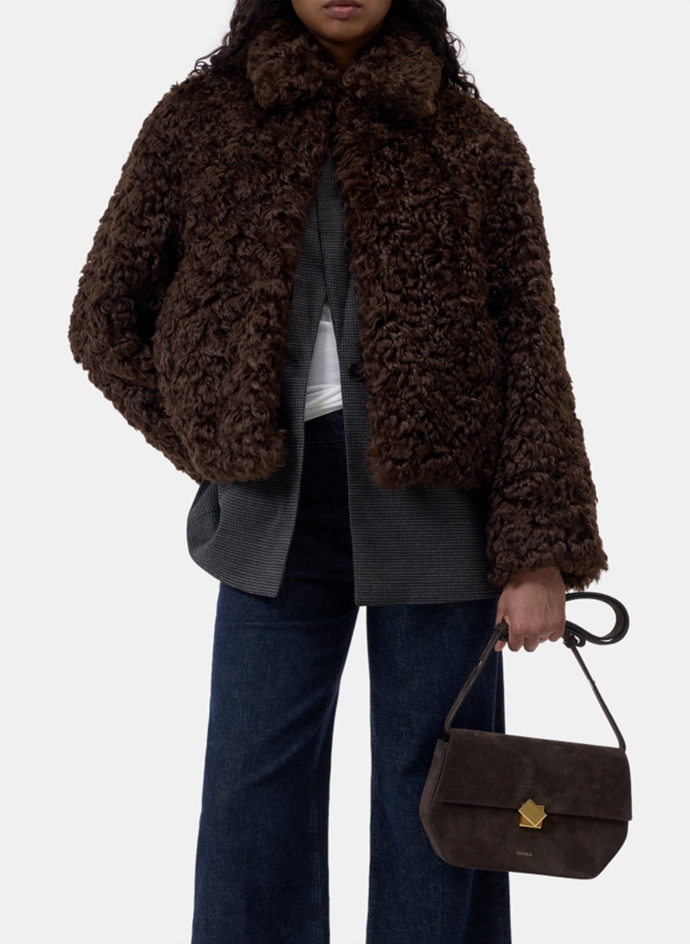 Straight faux fur coat CLOSED Purple