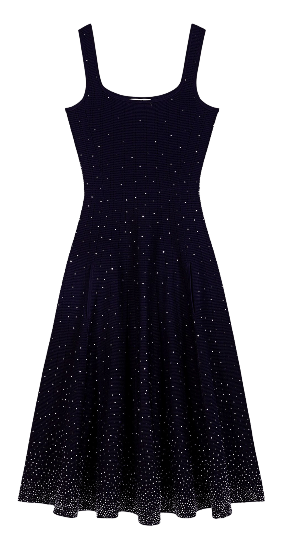 Robe midi évasée à strass MAJE Bleu