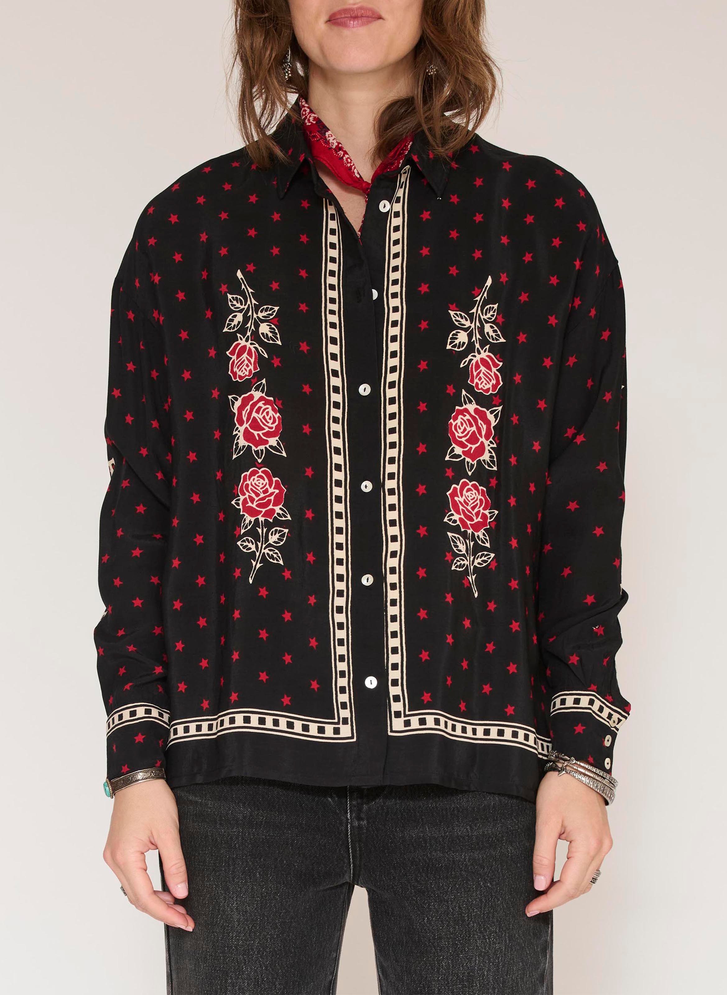 Chemise col classique à motif MKT Noir