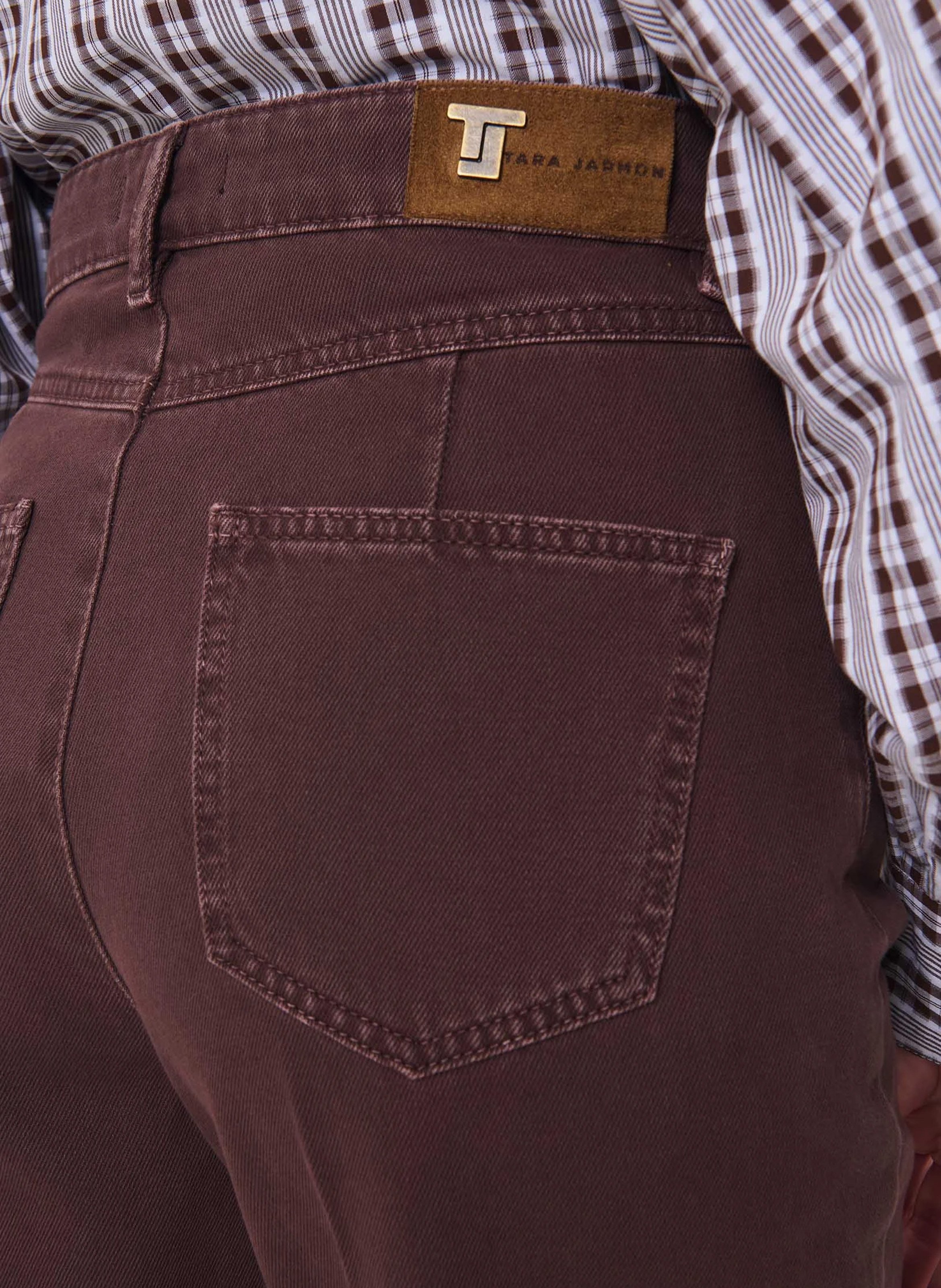 Jean droit en coton TARA JARMON Marron