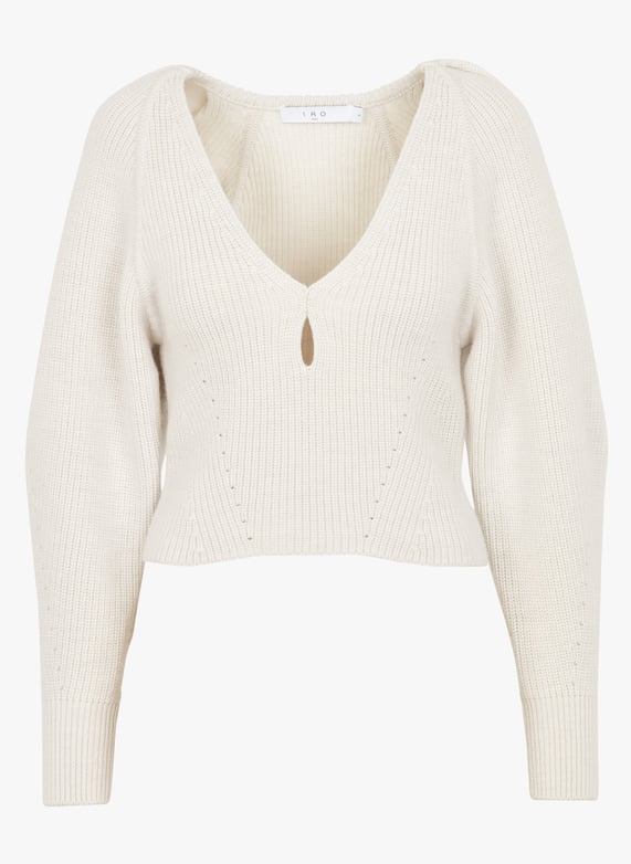 V-Neck low-Cut wool sweater Ecru white Iro Women Place des