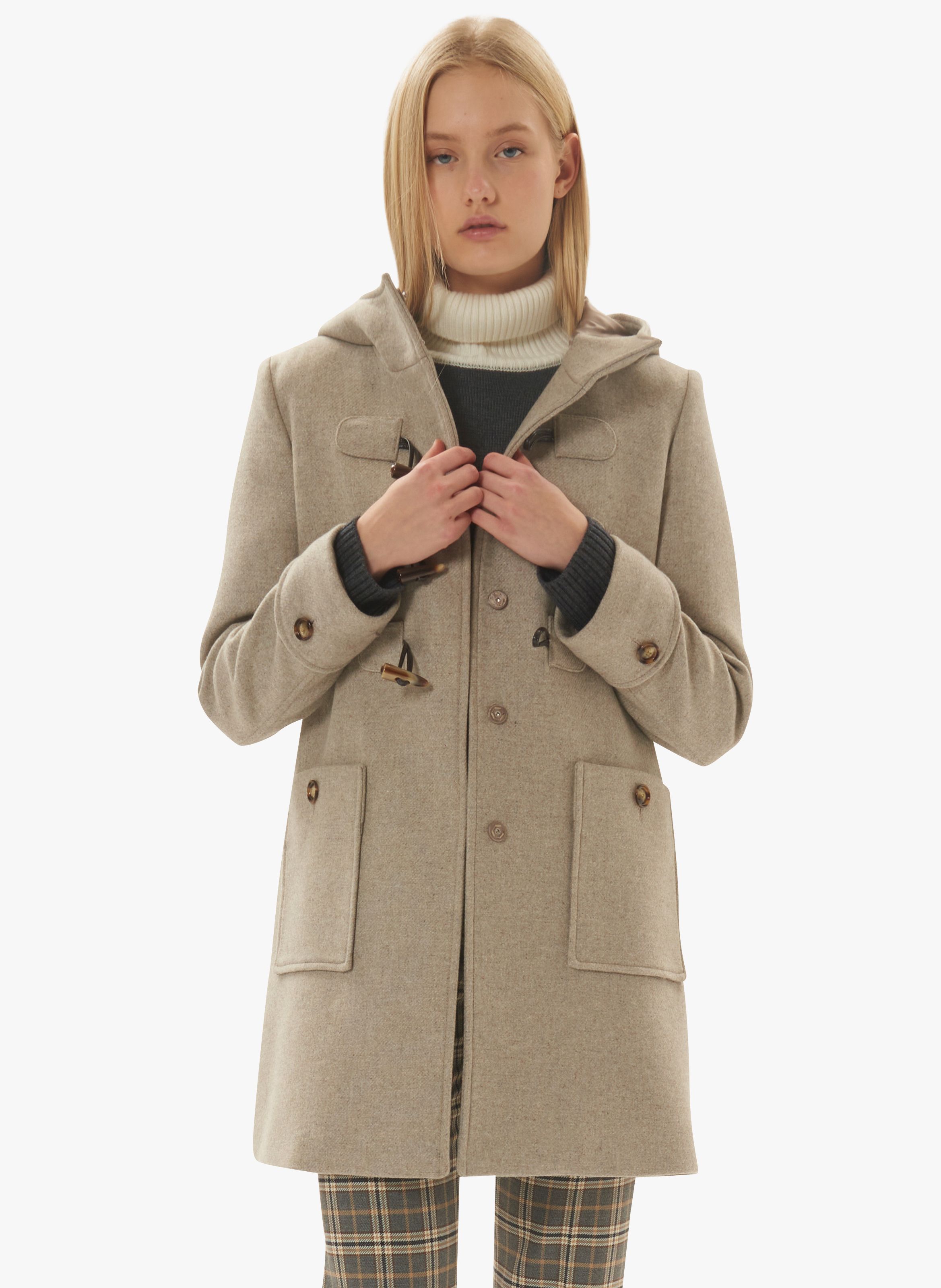 Manteau Mi long Col Montant En Laine Manoelli Beige Tara Jarmon