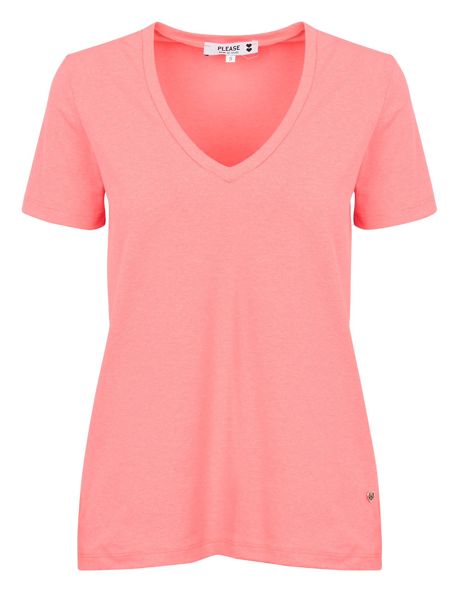 Cotton-blend V-neck T-shirt PLEASE Pink
