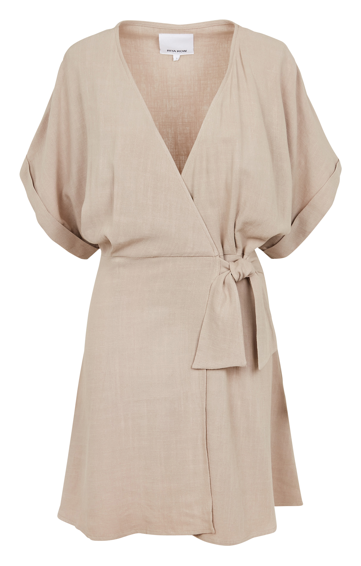 Short fitted V-neck dress ANGELA Sand