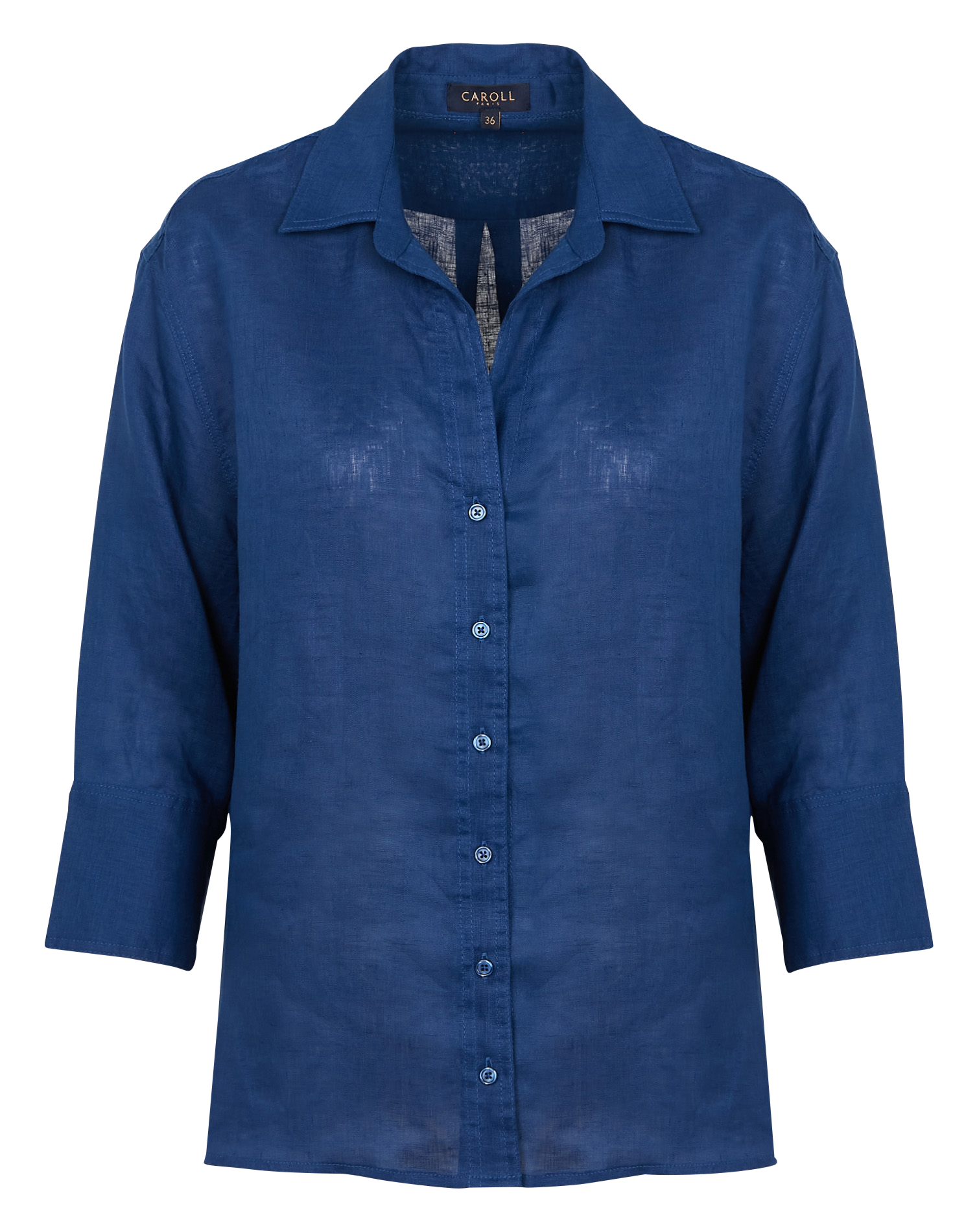 Straight linen shirt with classic collar CAROLL Blue