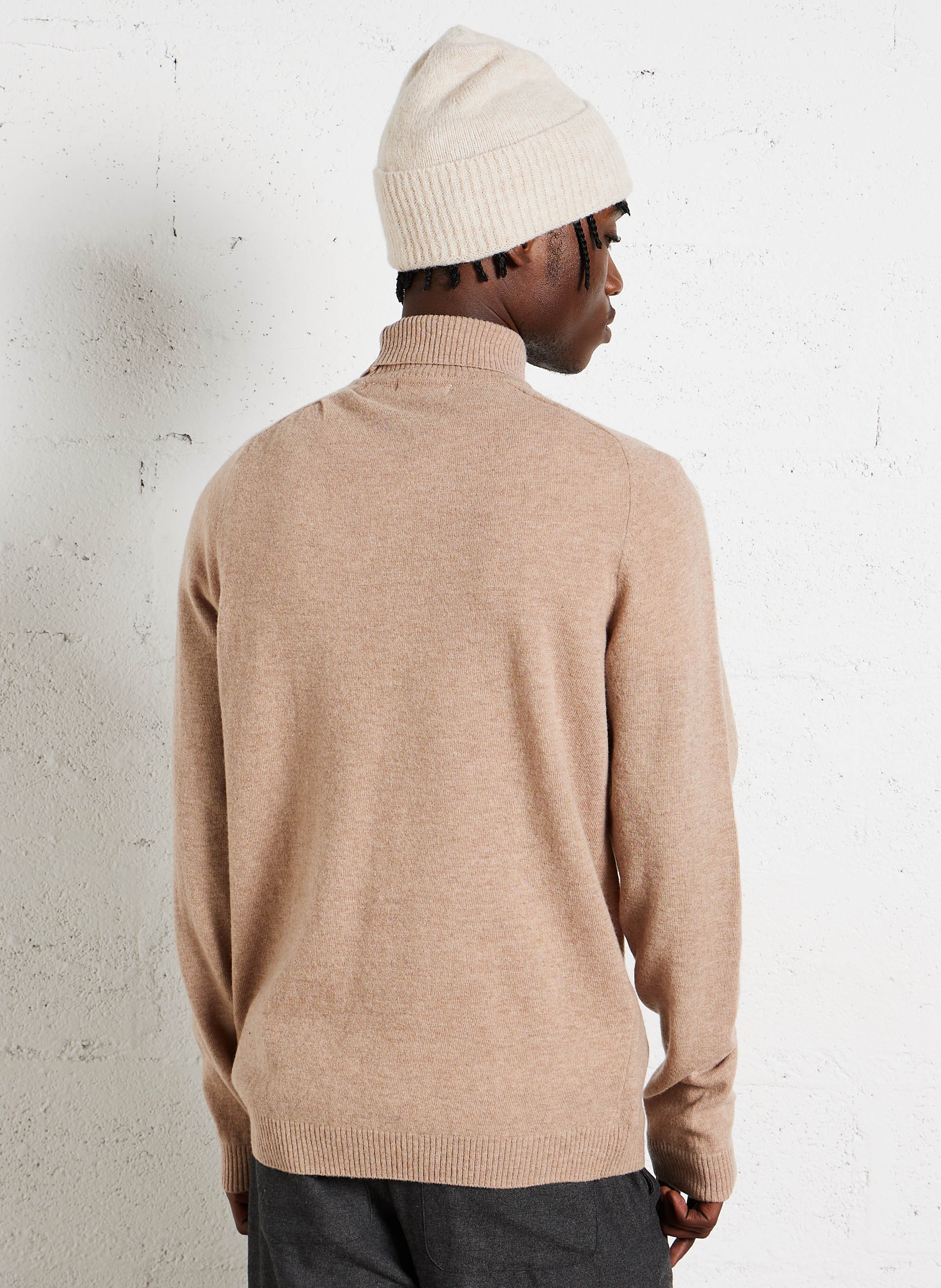 Col roulé regular-fit en laine KNOWLEDGE COTTON APPAREL Marron