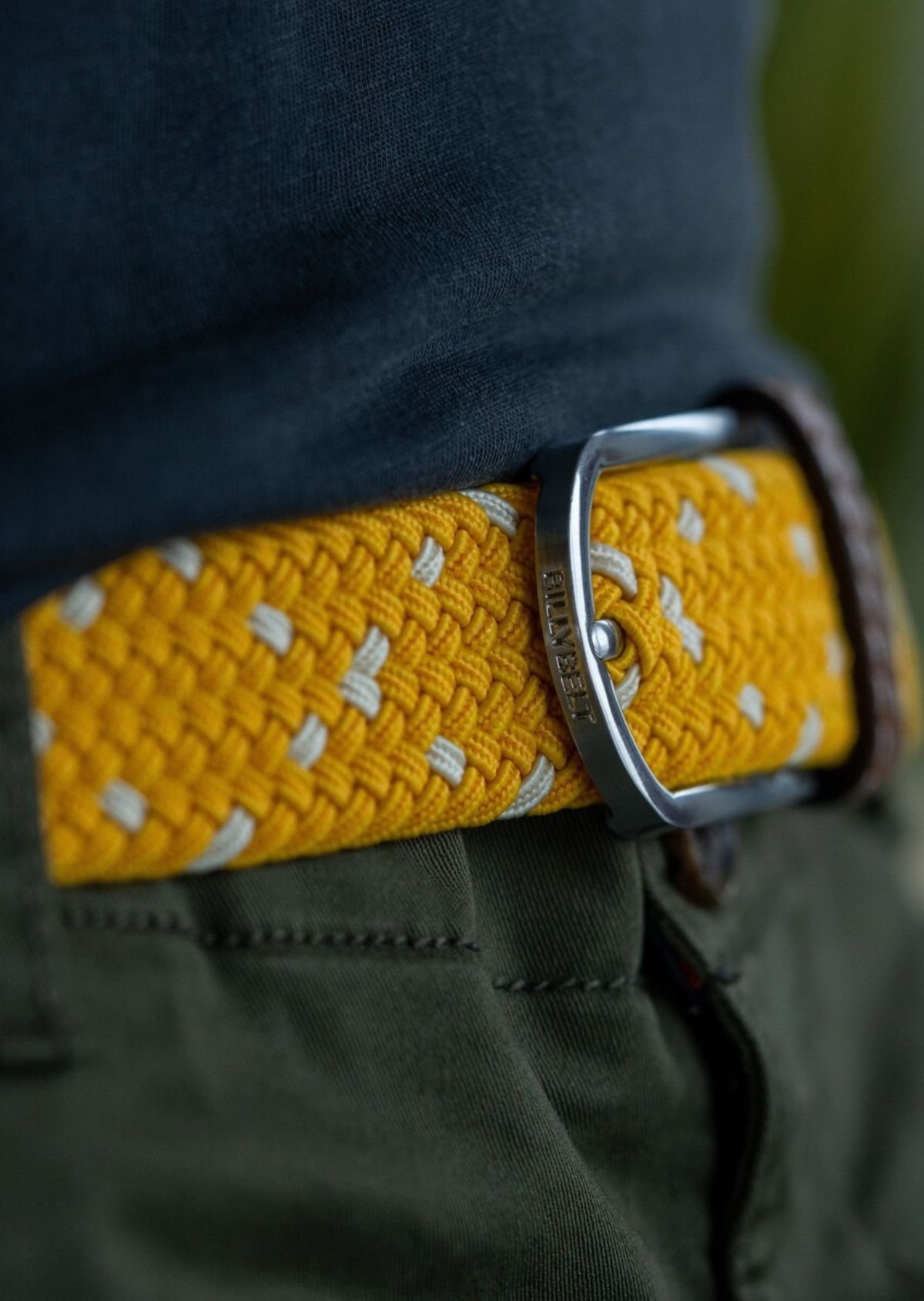 Multicolored braided elastic belt BILLYBELT Yellow