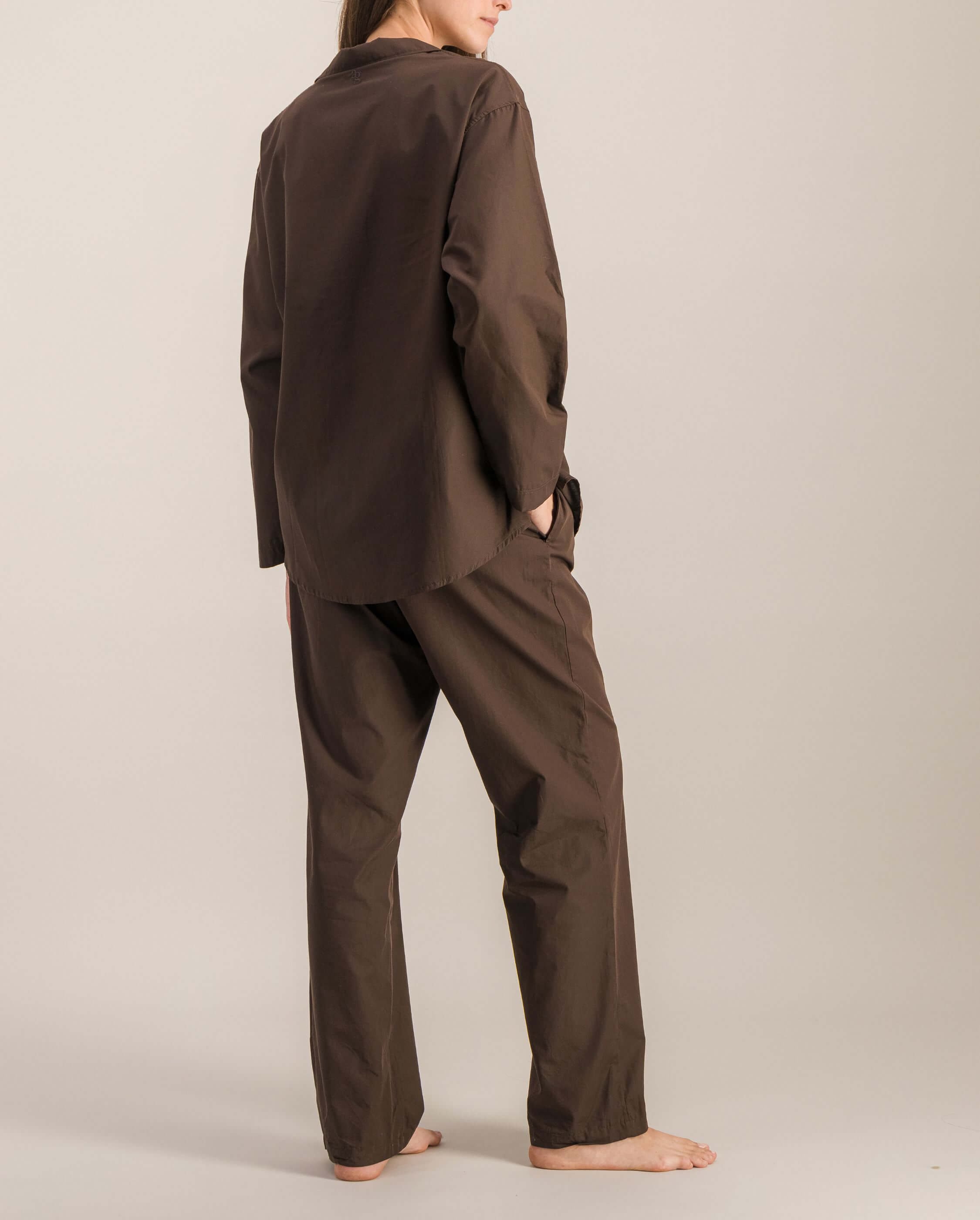 Women's organic cotton pyjama pants, chocolate ANGARDE Brown