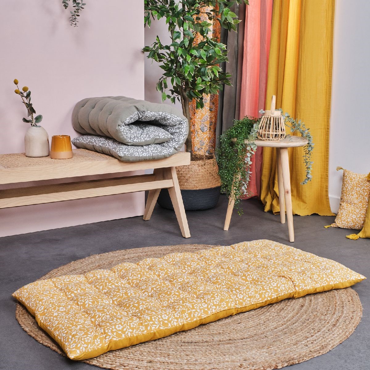 Cotton floor mattress TODAY LINGE DE MAISON Yellow