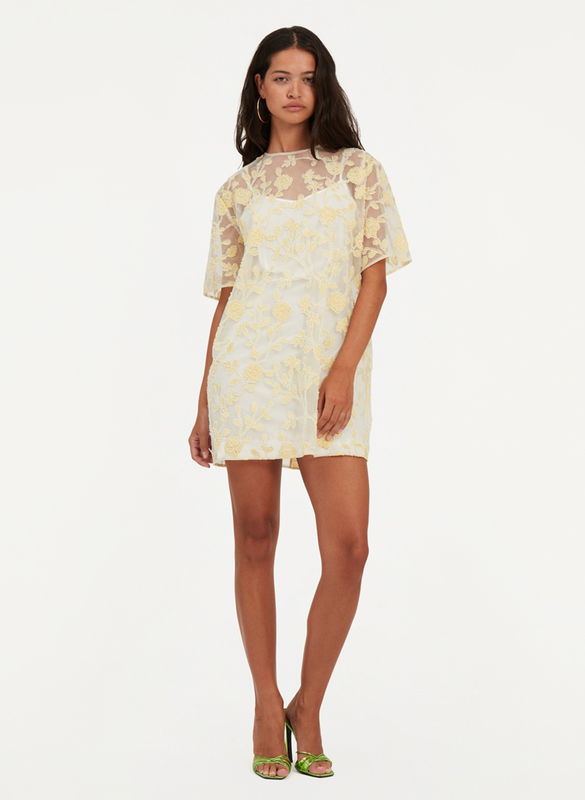 Robe courte brodée ROTATE Blanc