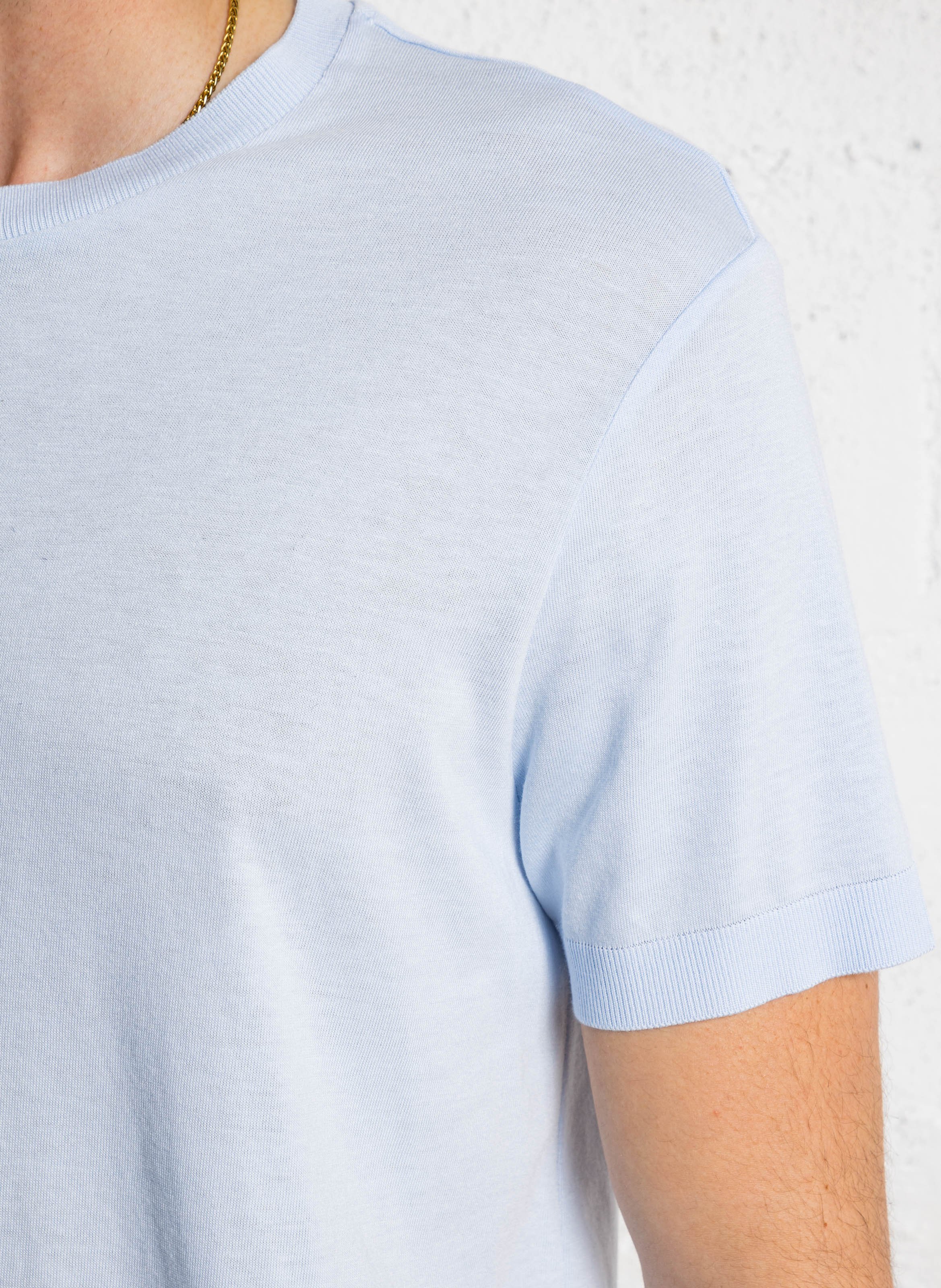 Tee-shirt droit col rond en coton mélangé IKKS Bleu