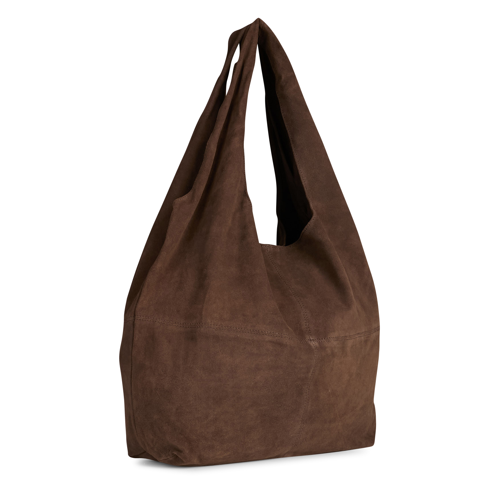 Geschnürte Beuteltasche aus strukturiertem Leder Braun