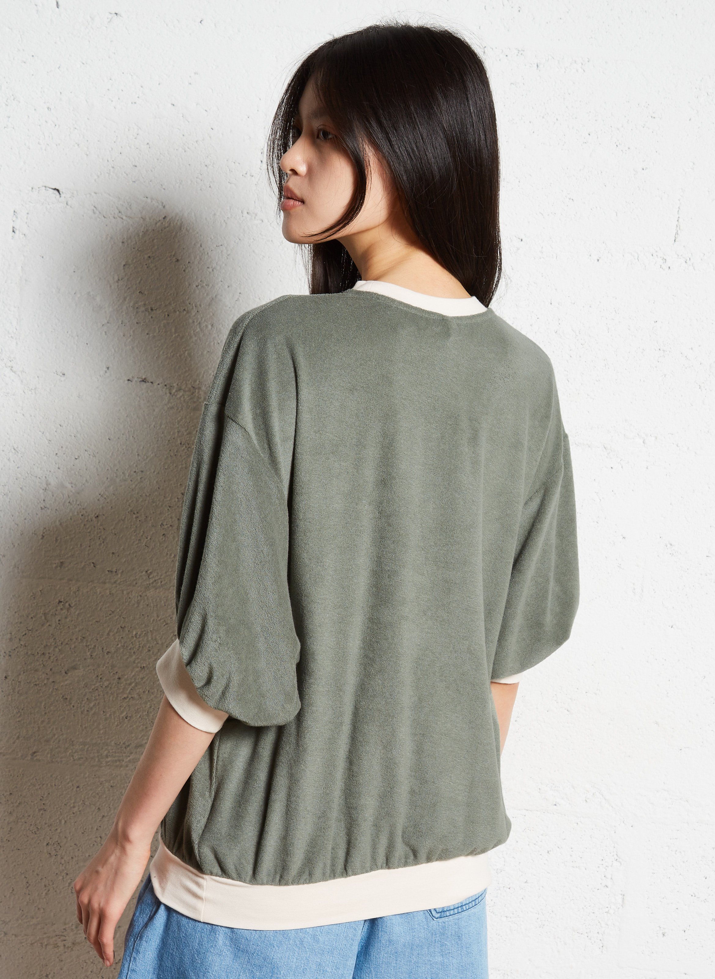 Oversize-Sweatshirt aus Baumwollmischung BELLEROSE Khaki