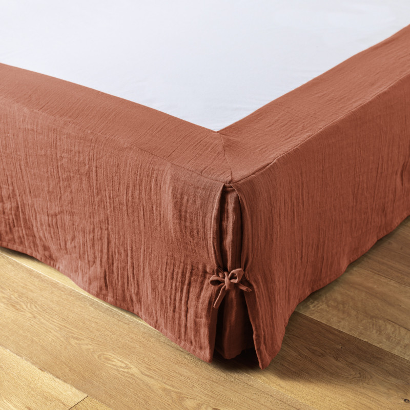 "Gaïa" cotton gauze bed skirt for all sizes  Multicolore 160 x 200 cm